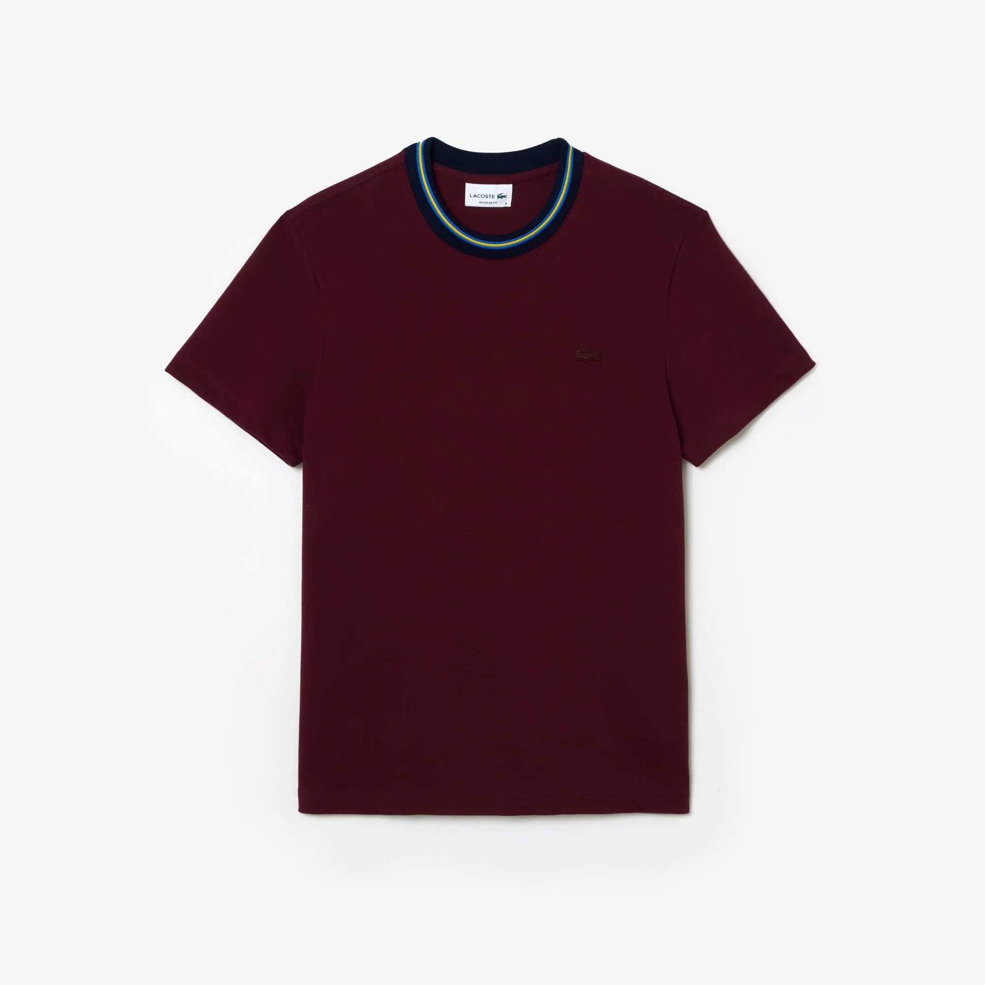 Stripe Collar Stretch Piqué T-shirt - Bordo / S - Lacoste Apparel THE MIX