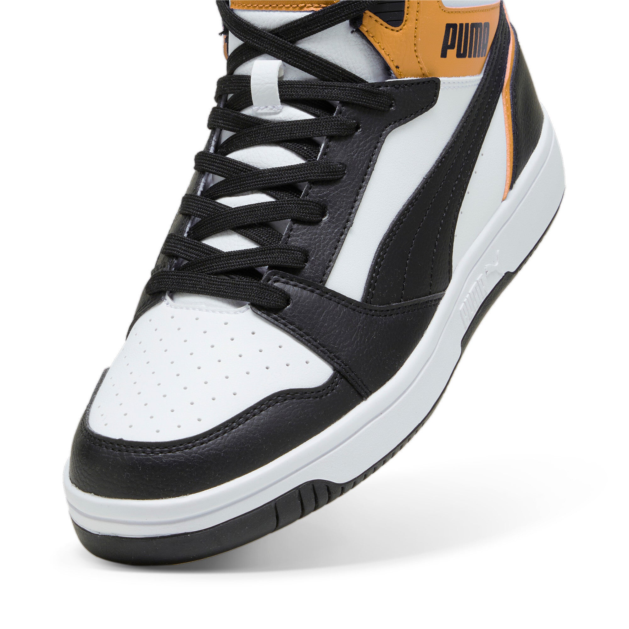 Puma Rebound v6 Hi-Top - White/Black/Orange