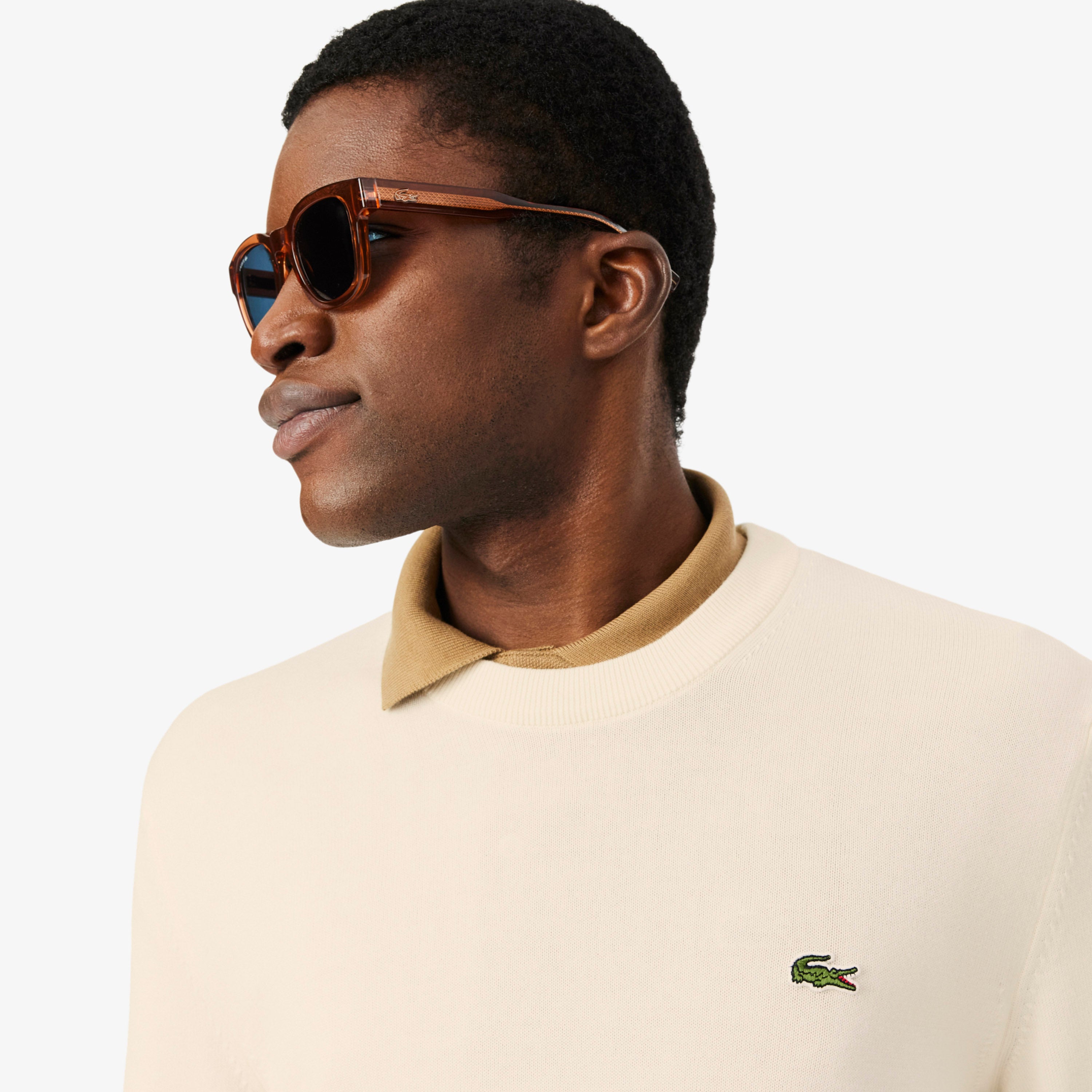 LACOSTE Monochrome Crew Neck Cotton Sweater