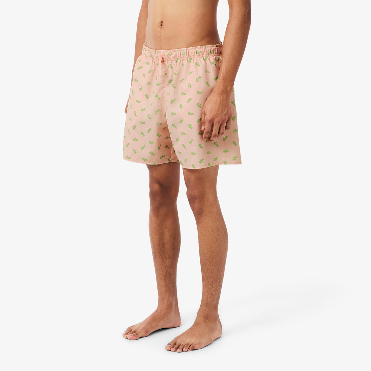 LACOSTE Mid Length Crocodile Print Swim Trunks Men