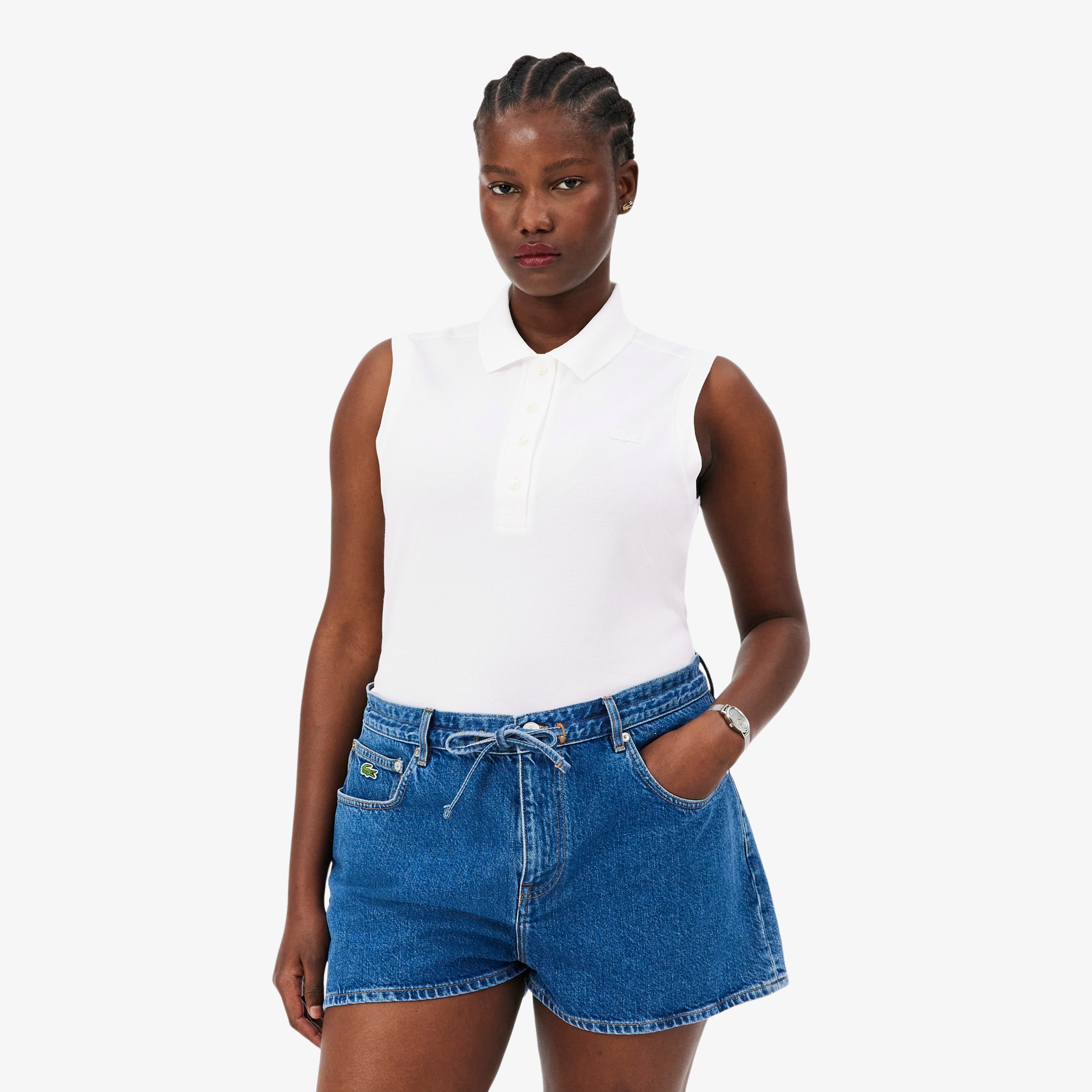 LACOSTE Women's Slim Fit L.12.D Sleeveless Stretch Polo Shirt