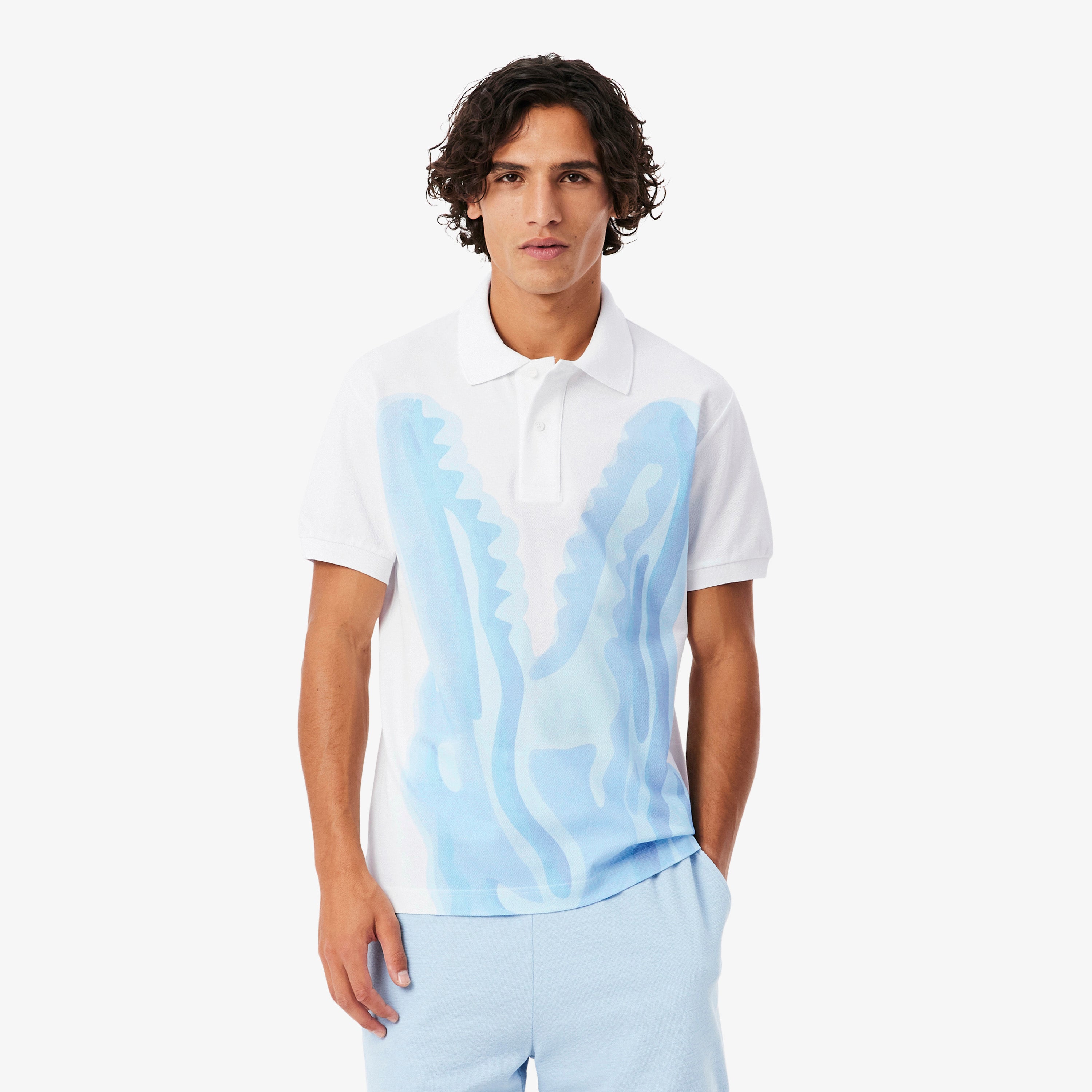 LACOSTE Classic Fit Printed Piqué Polo Shirt