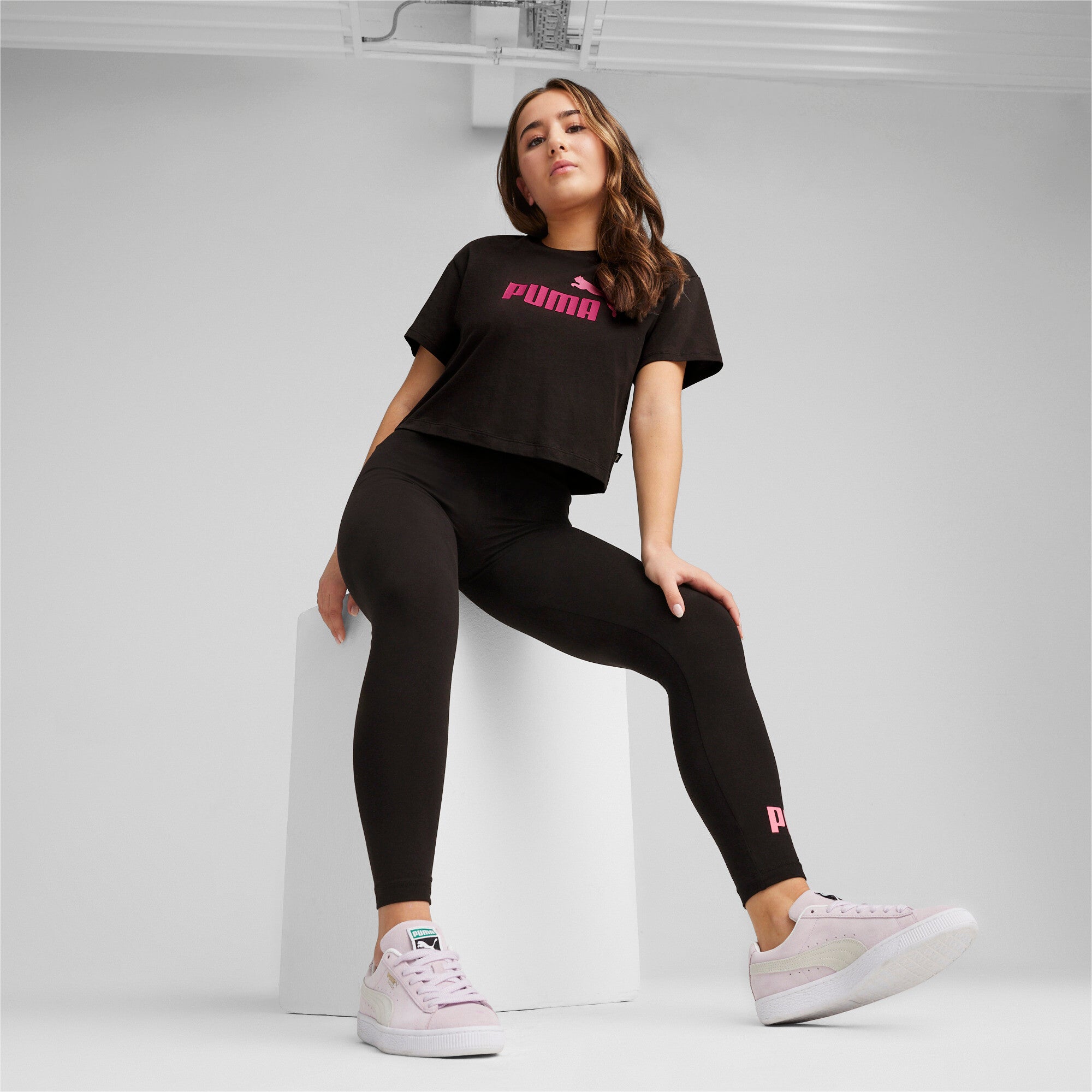 PUMA Girls Logo Cropped Tee