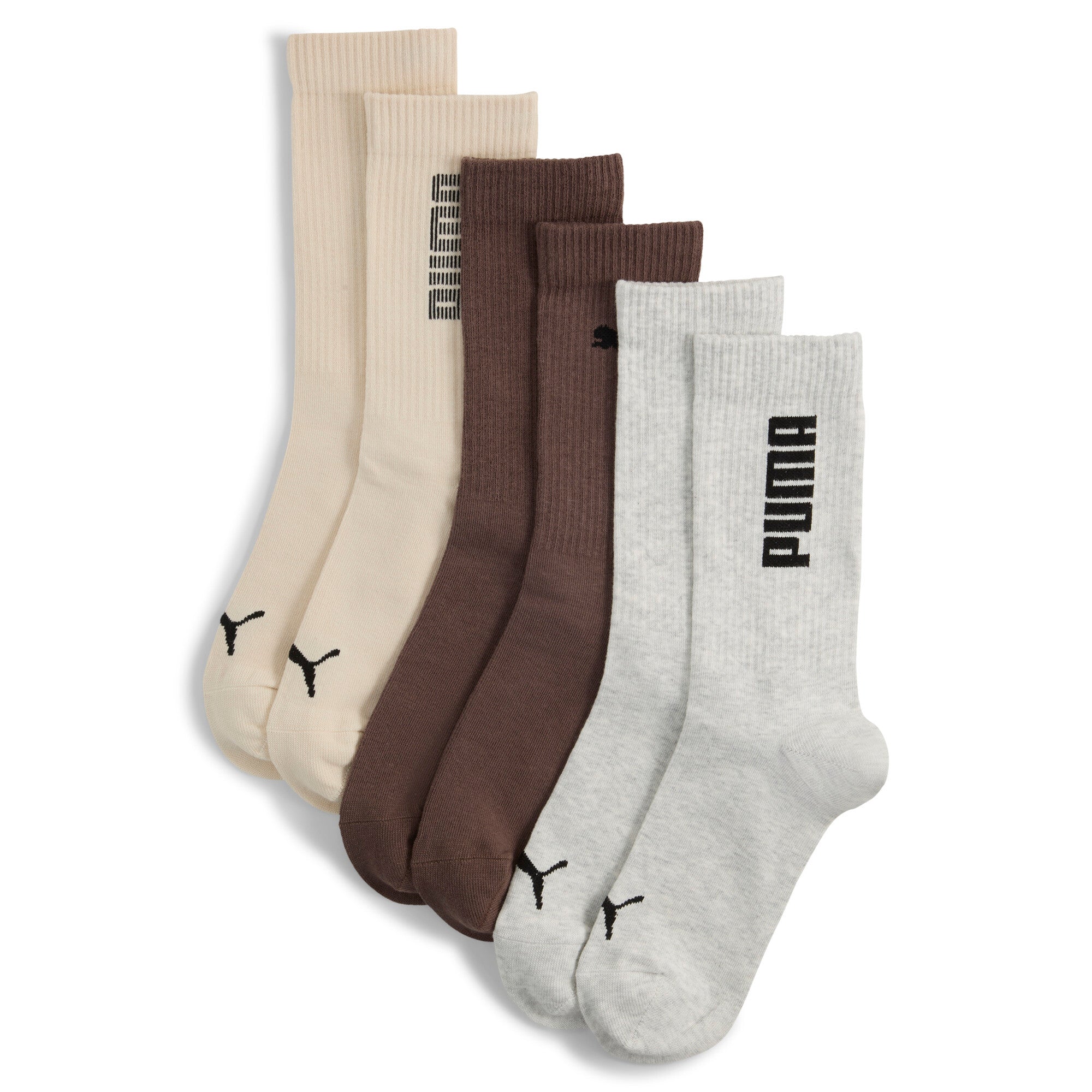 PUMA Unisex Rib Logo Crew Socks 3P