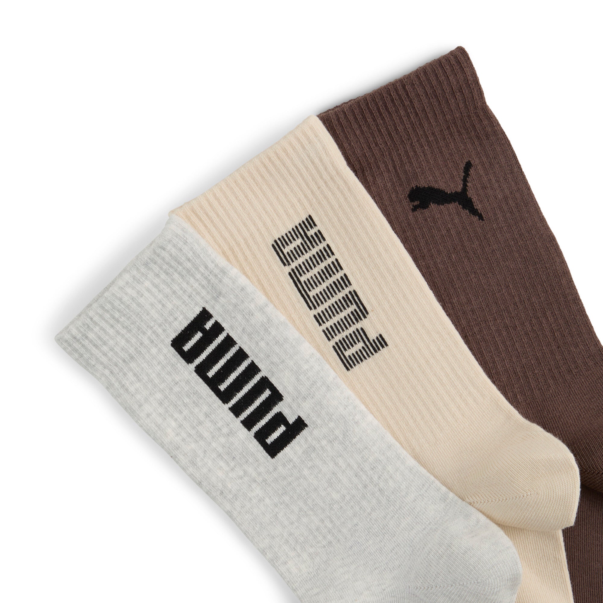 PUMA Unisex Rib Logo Crew Socks 3P