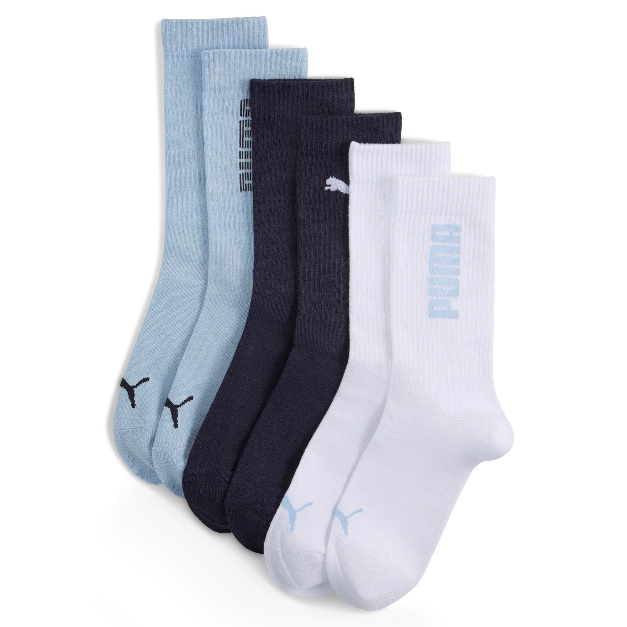 PUMA Unisex Rib Logo Crew Socks 3P
