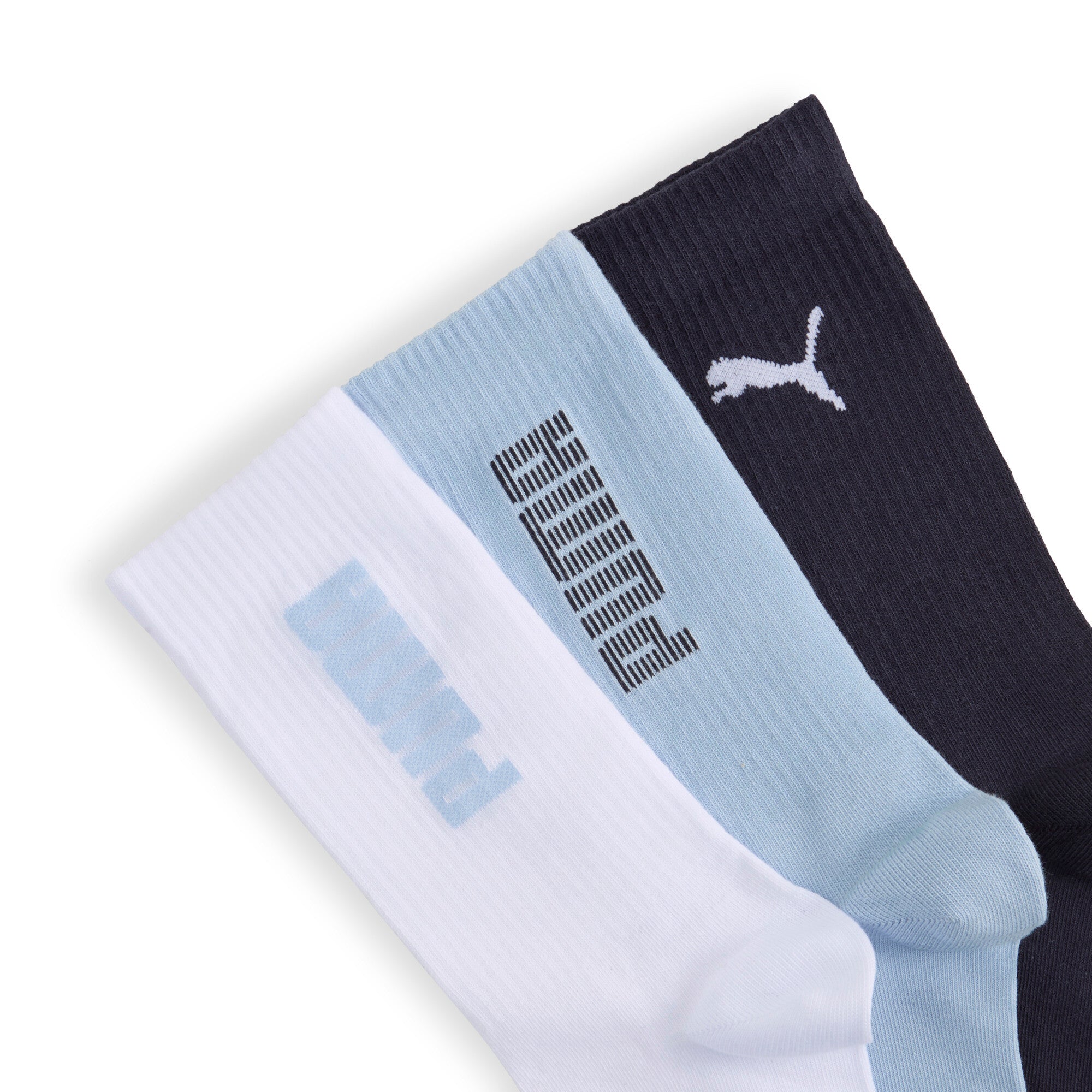 PUMA Unisex Rib Logo Crew Socks 3P