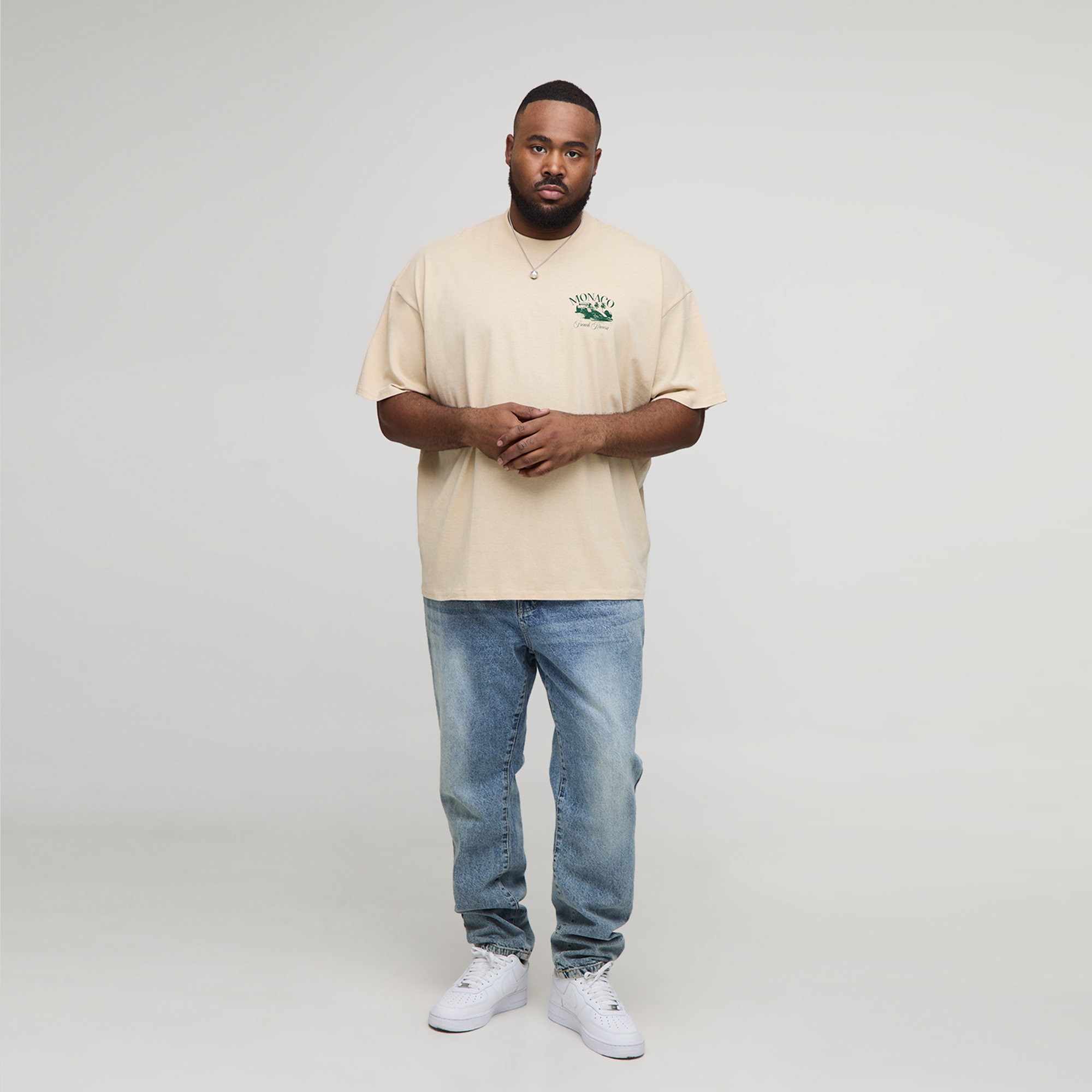 BOOHOOMAN Plus Oversized Monaco Racing Print T-Shirt