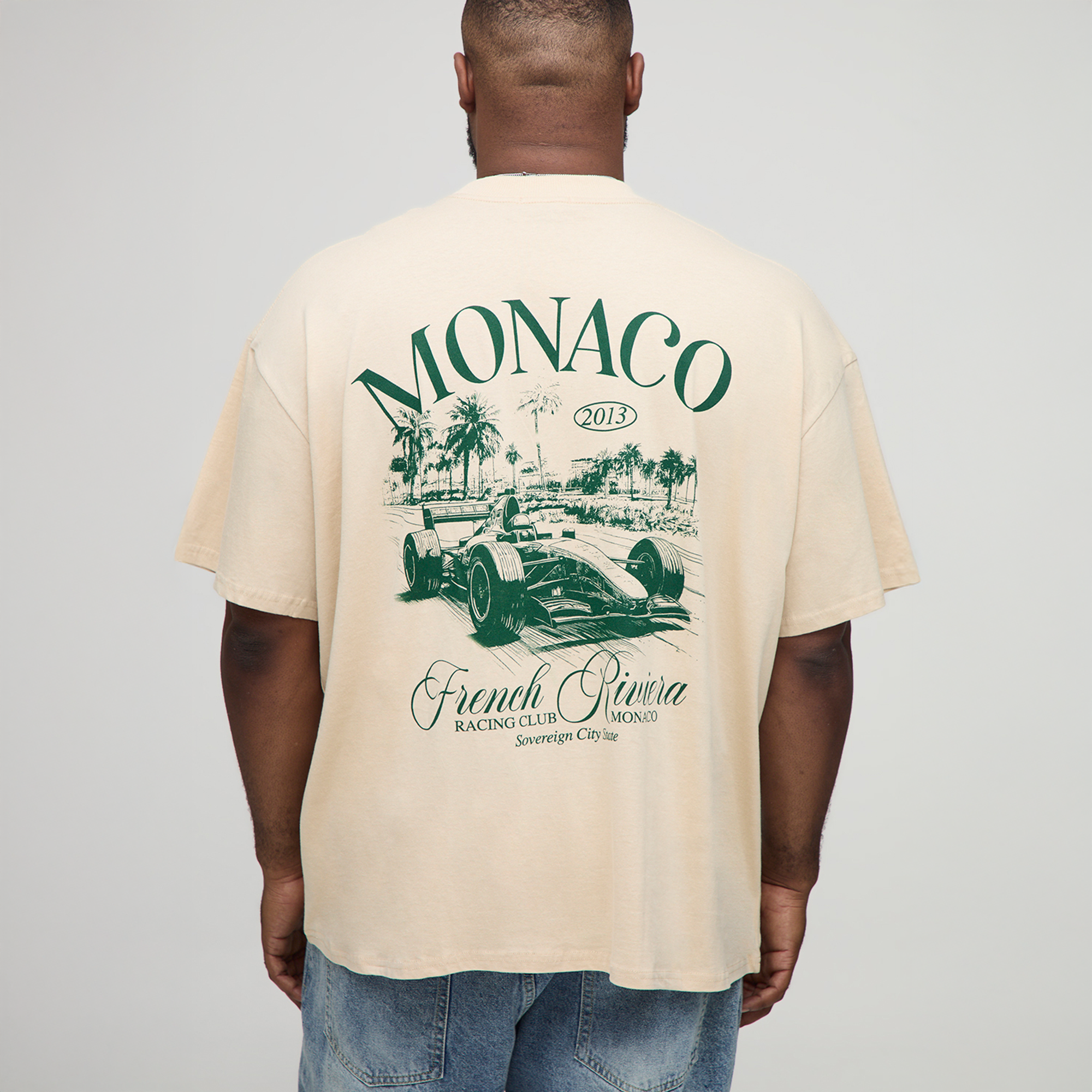 BOOHOOMAN Plus Oversized Monaco Racing Print T-Shirt