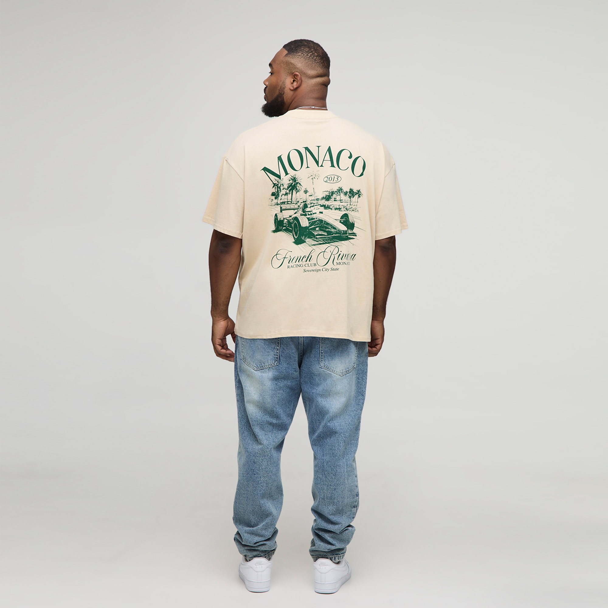 BOOHOOMAN Plus Oversized Monaco Racing Print T-Shirt