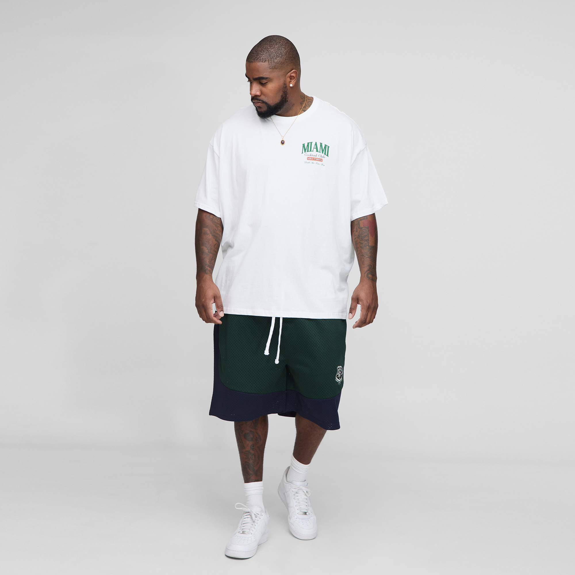 BOOHOOMAN Plus Oversized Miami Cocktail Club Printed T-Shirt