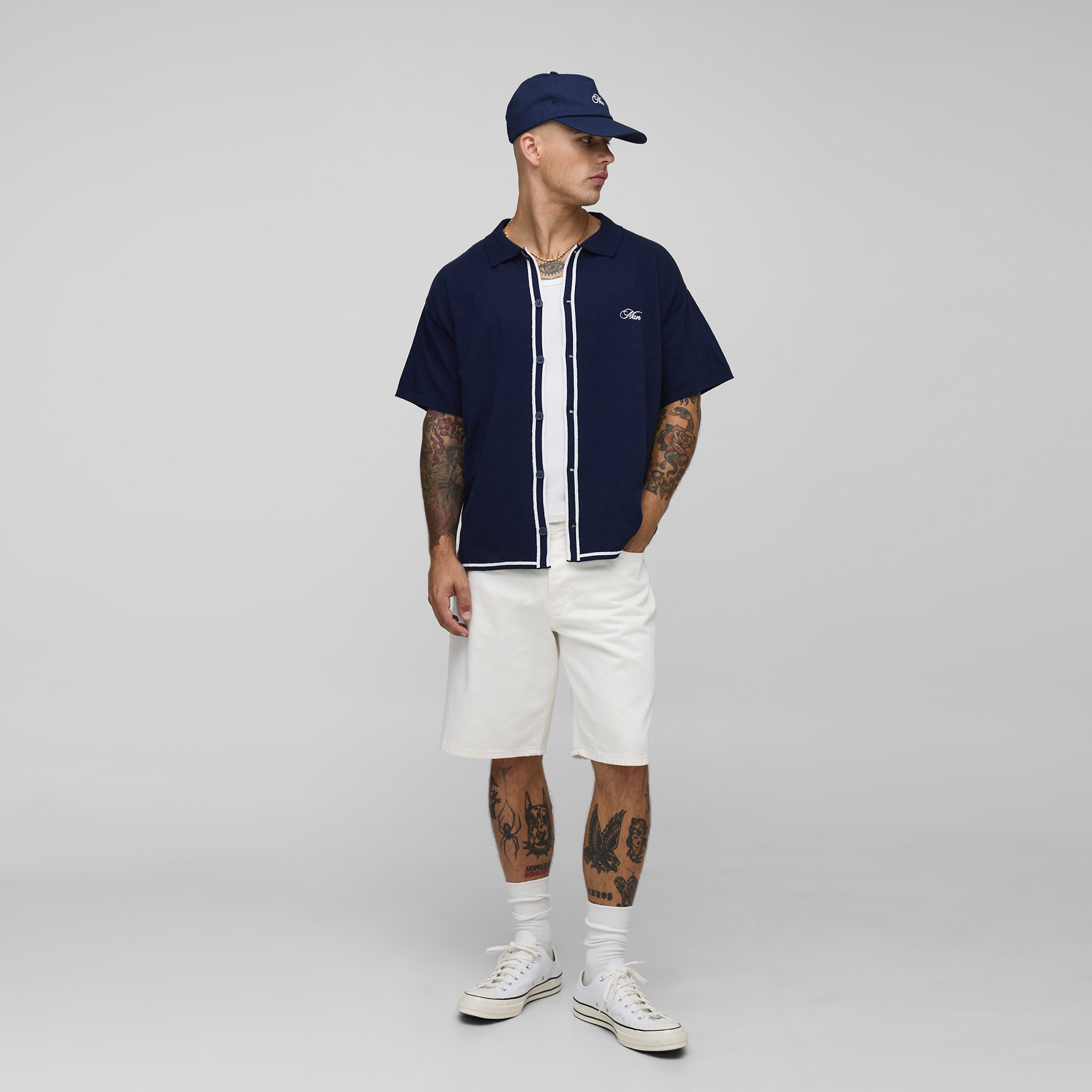 BOOHOOMAN Man Embroided Boxy Fit Border Knitted Shirt