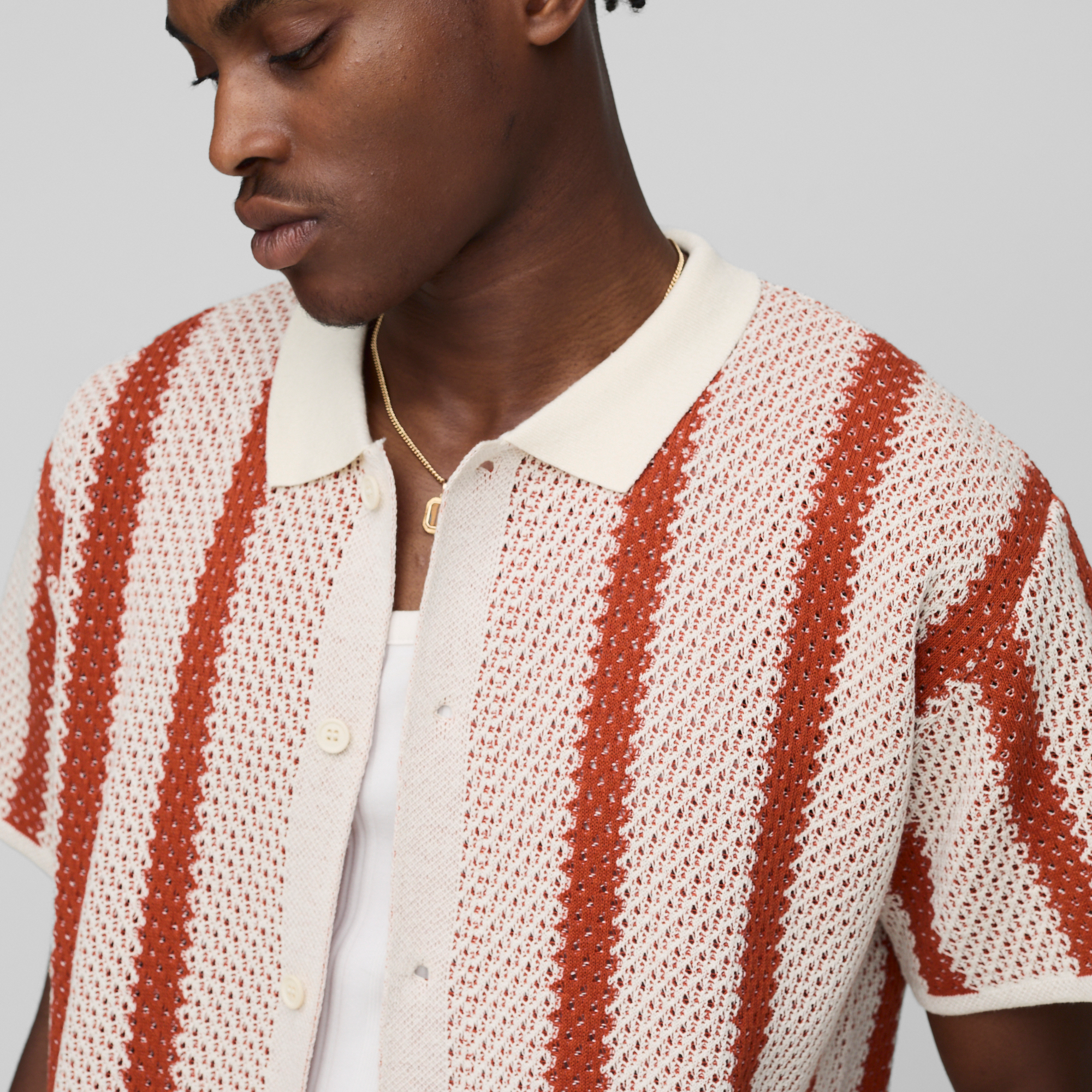 BOOHOOMAN Regular Fit Stripe Knitted Shirt