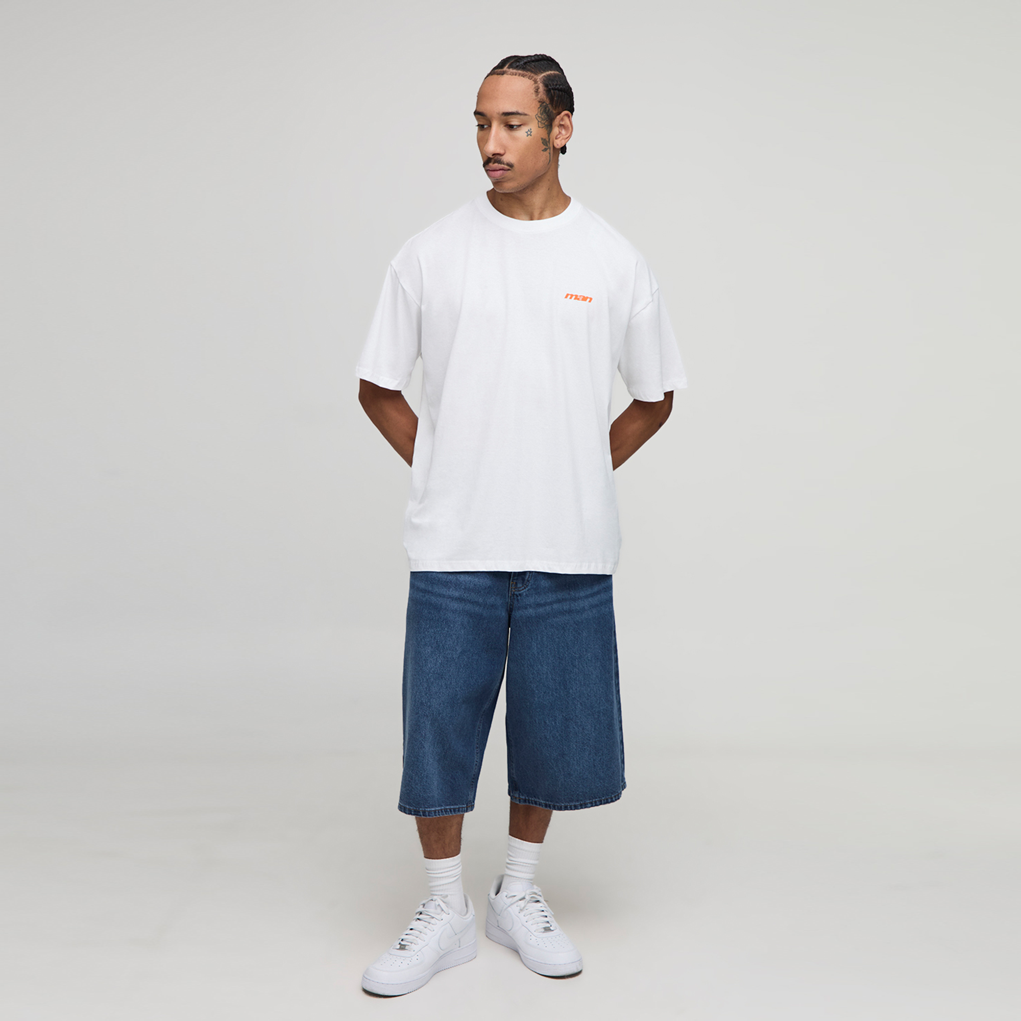 BOOHOOMAN White Oversized Saint Moritz Ski Club Printed T-Shirt