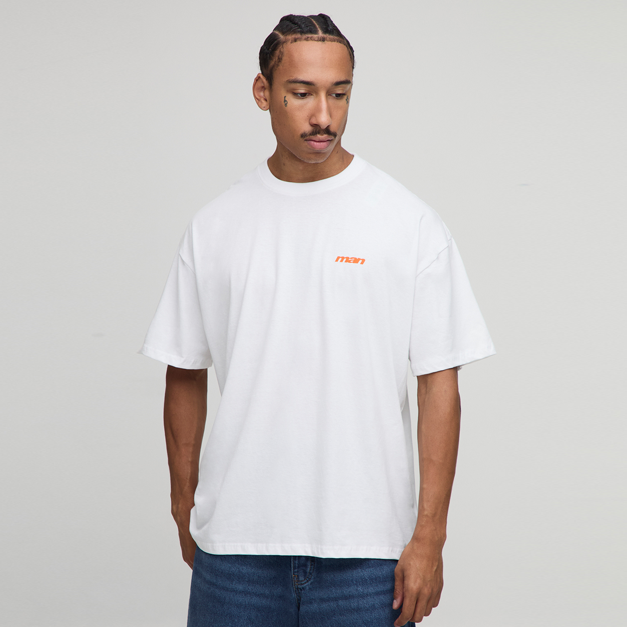 BOOHOOMAN White Oversized Saint Moritz Ski Club Printed T-Shirt