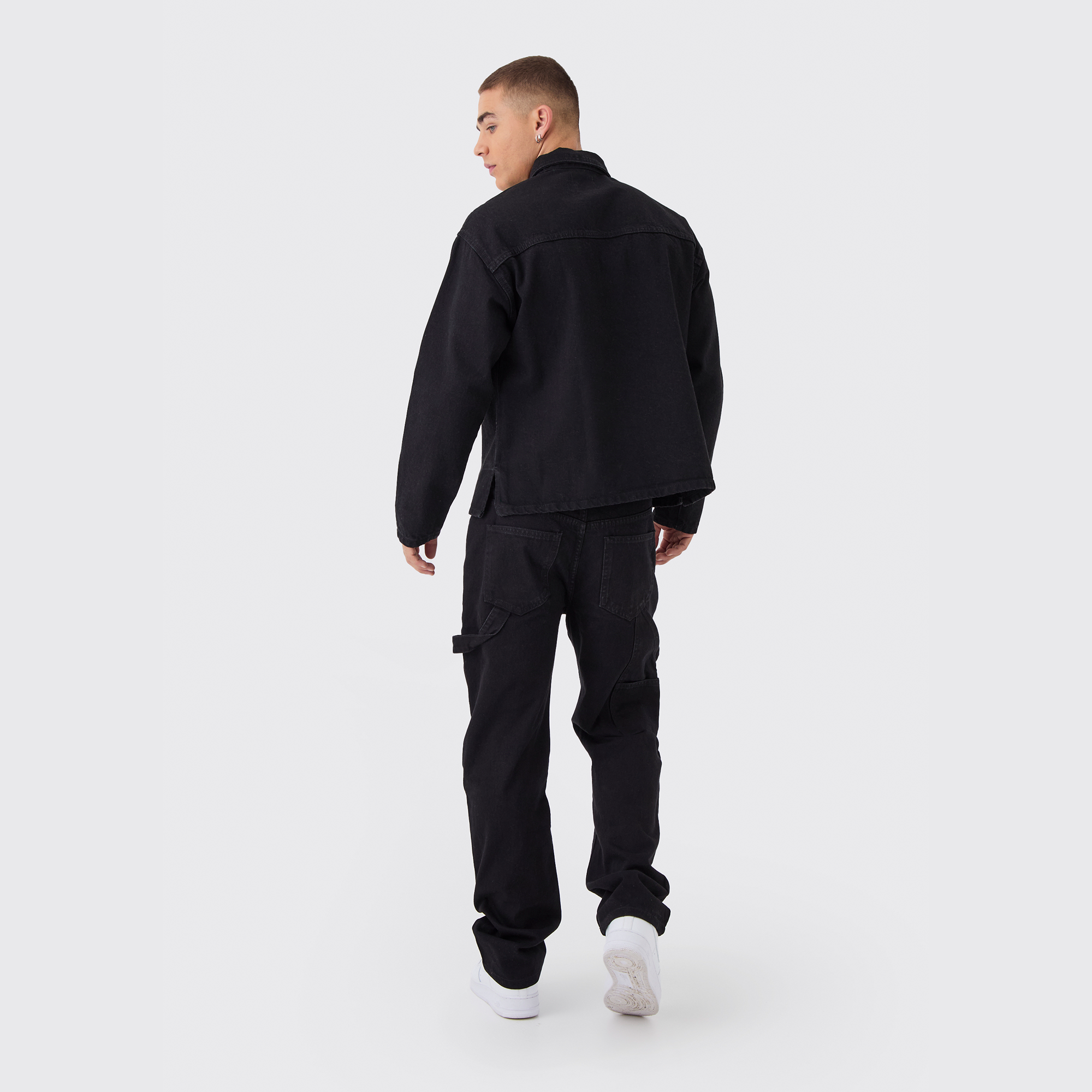 BOOHOOMAN Straight Leg Carpenter Black Jeans