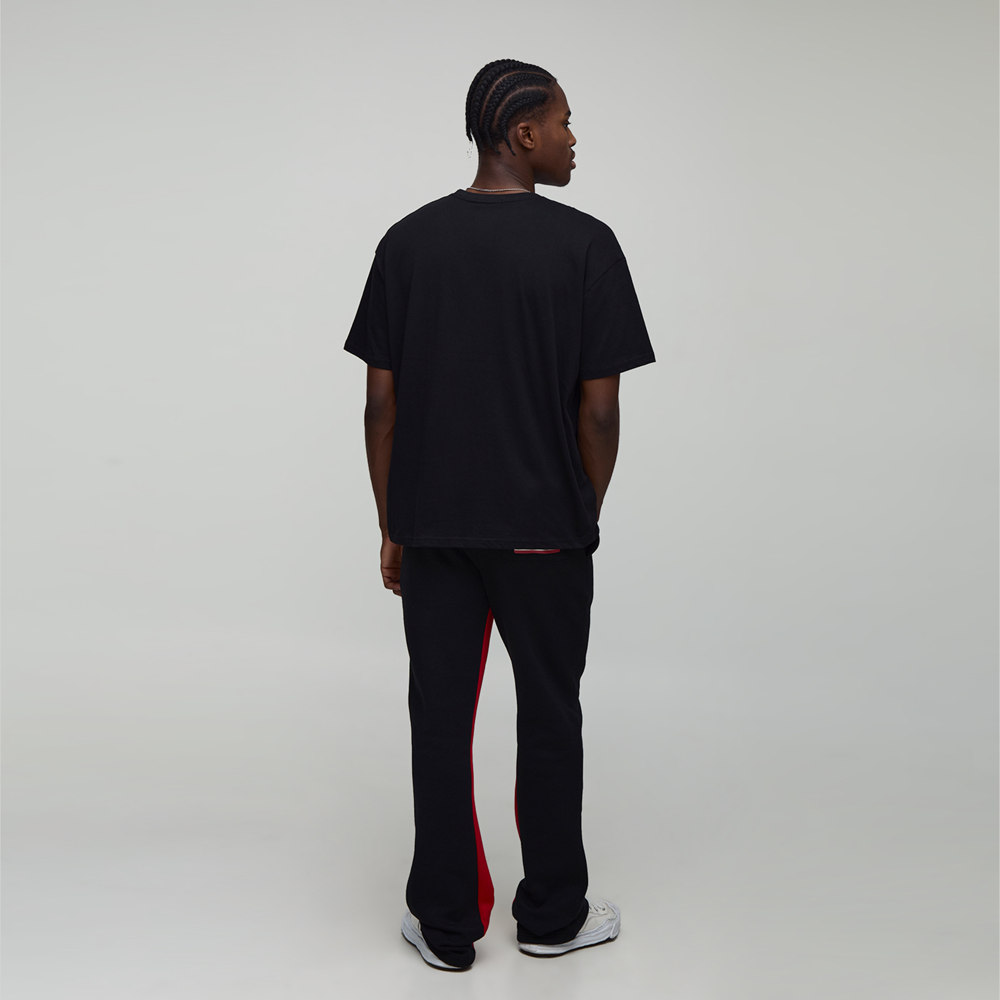 BOOHOOMAN Black Oversized Cross Embroidered Puff Print T-Shirt