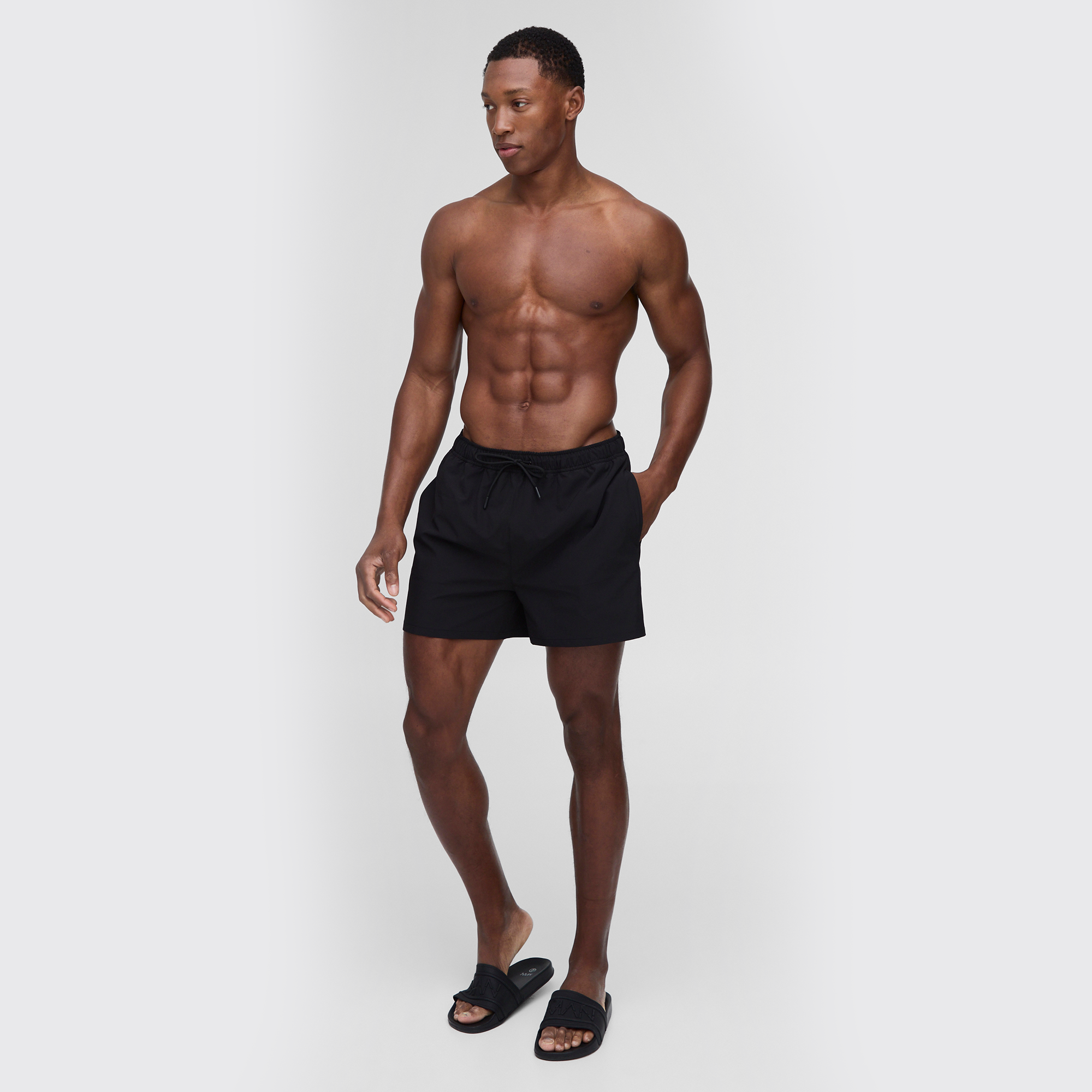 BOOHOOMAN Short Length Swim Short in Black