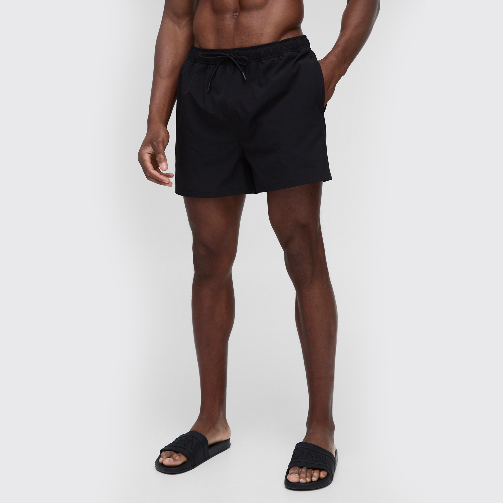 BOOHOOMAN Short Length Swim Short in Black