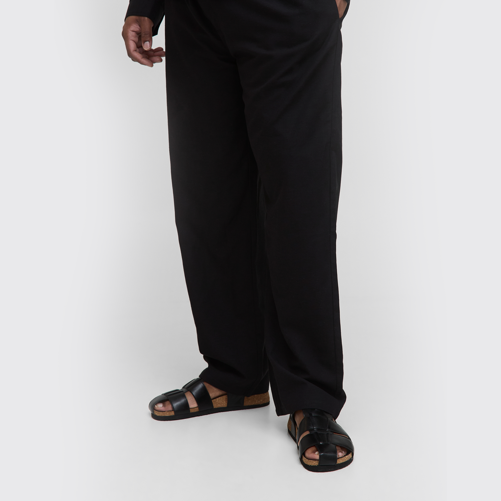 BOOHOOMAN Plus Linen Look Elasticated Waist Straight Leg Trousers