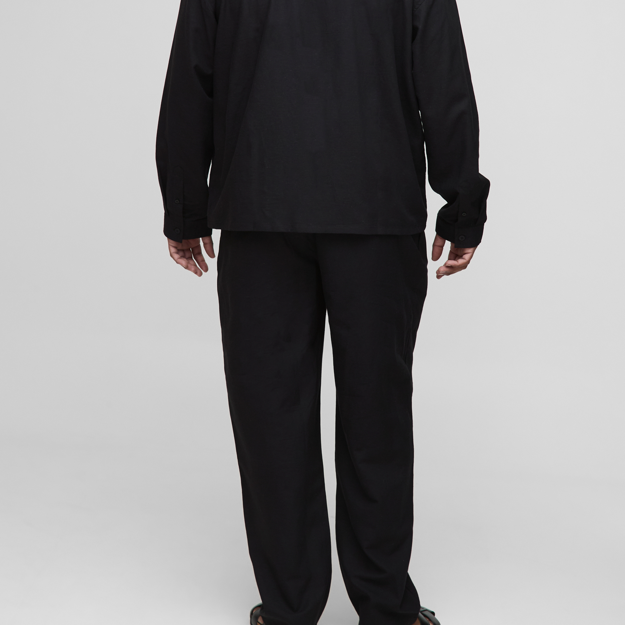 BOOHOOMAN Plus Linen Look Elasticated Waist Straight Leg Trousers