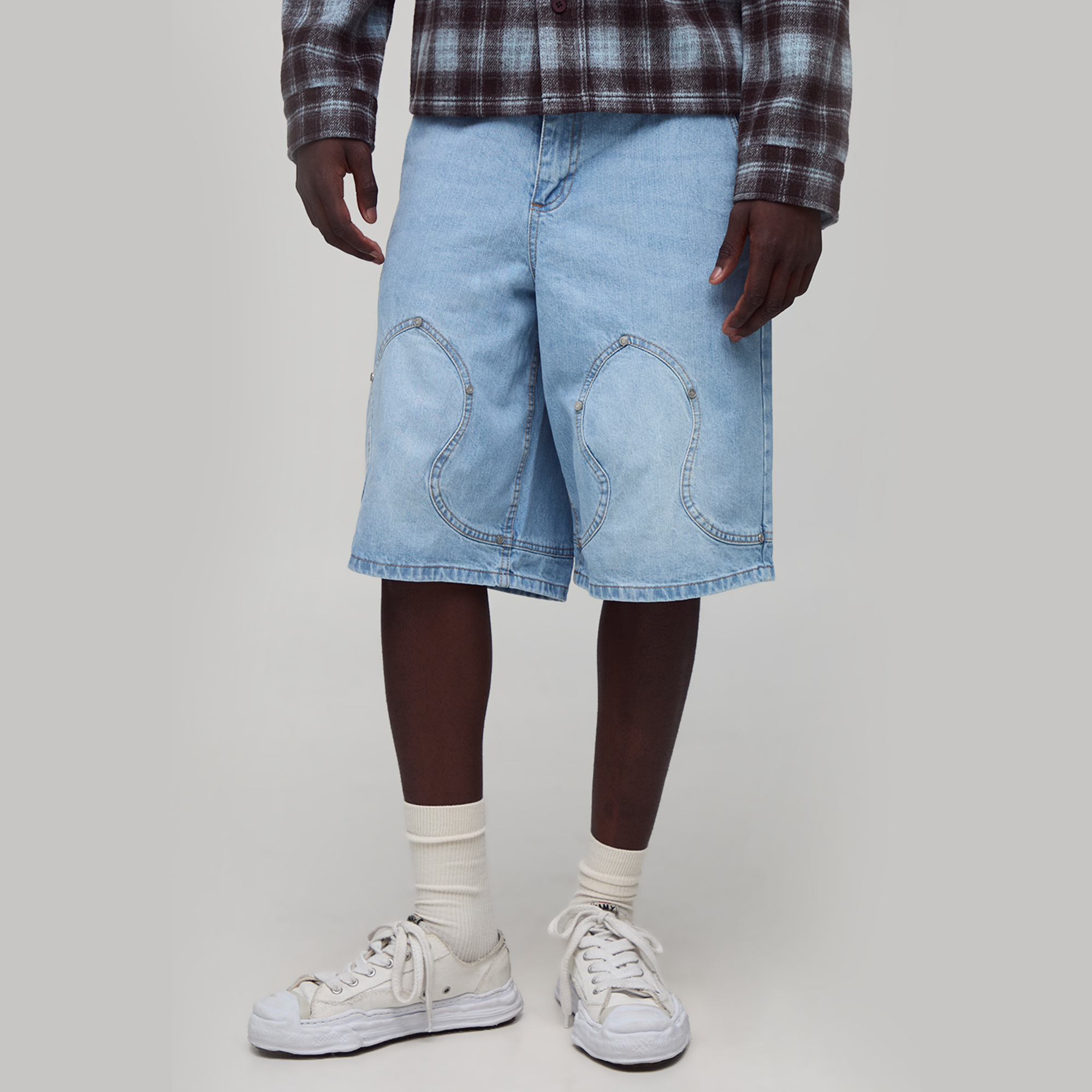 BOOHOOMAN Regular Fit Western Rivet Denim Jorts