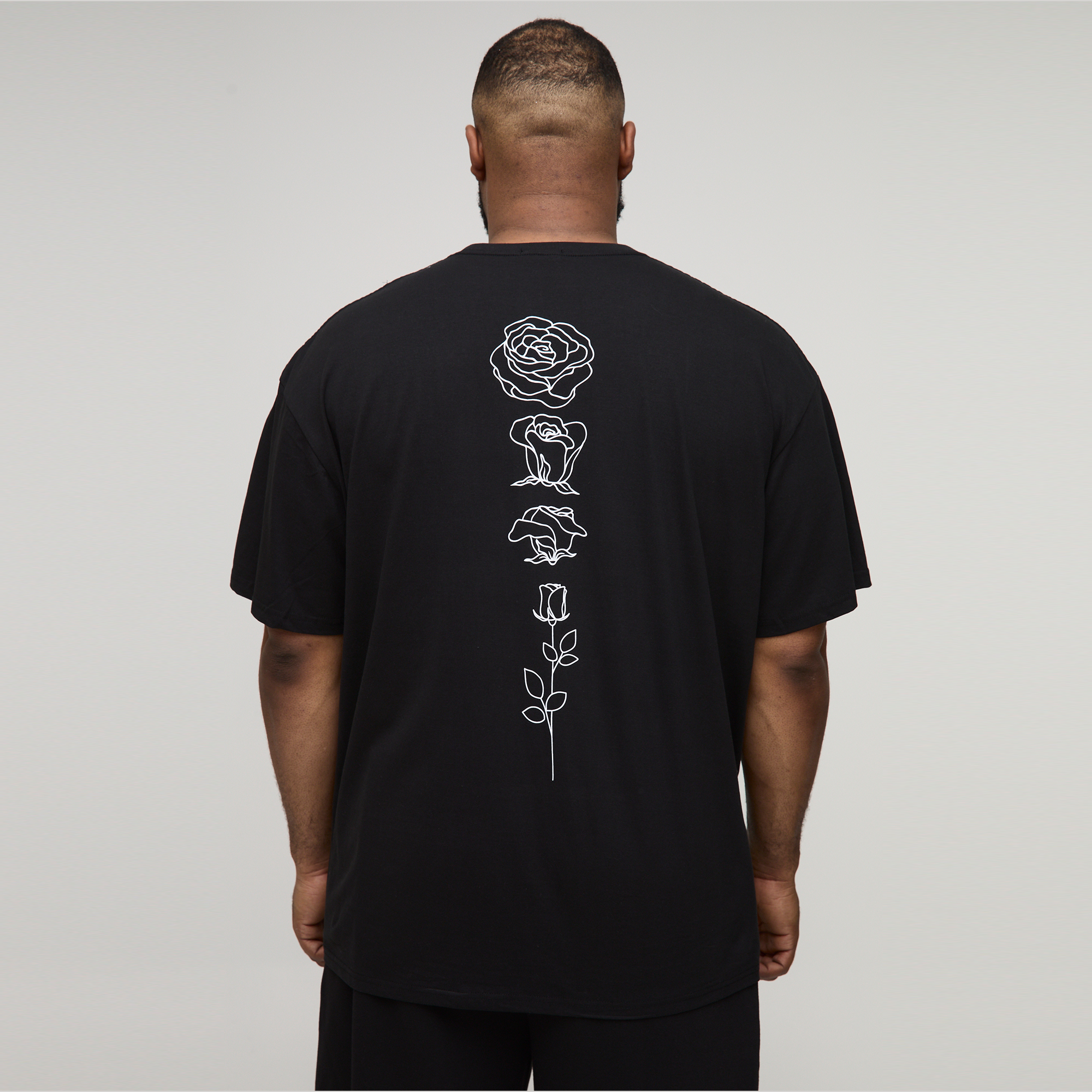 BOOHOOMAN Plus Oversized Floral Line Drawing Print T-Shirt
