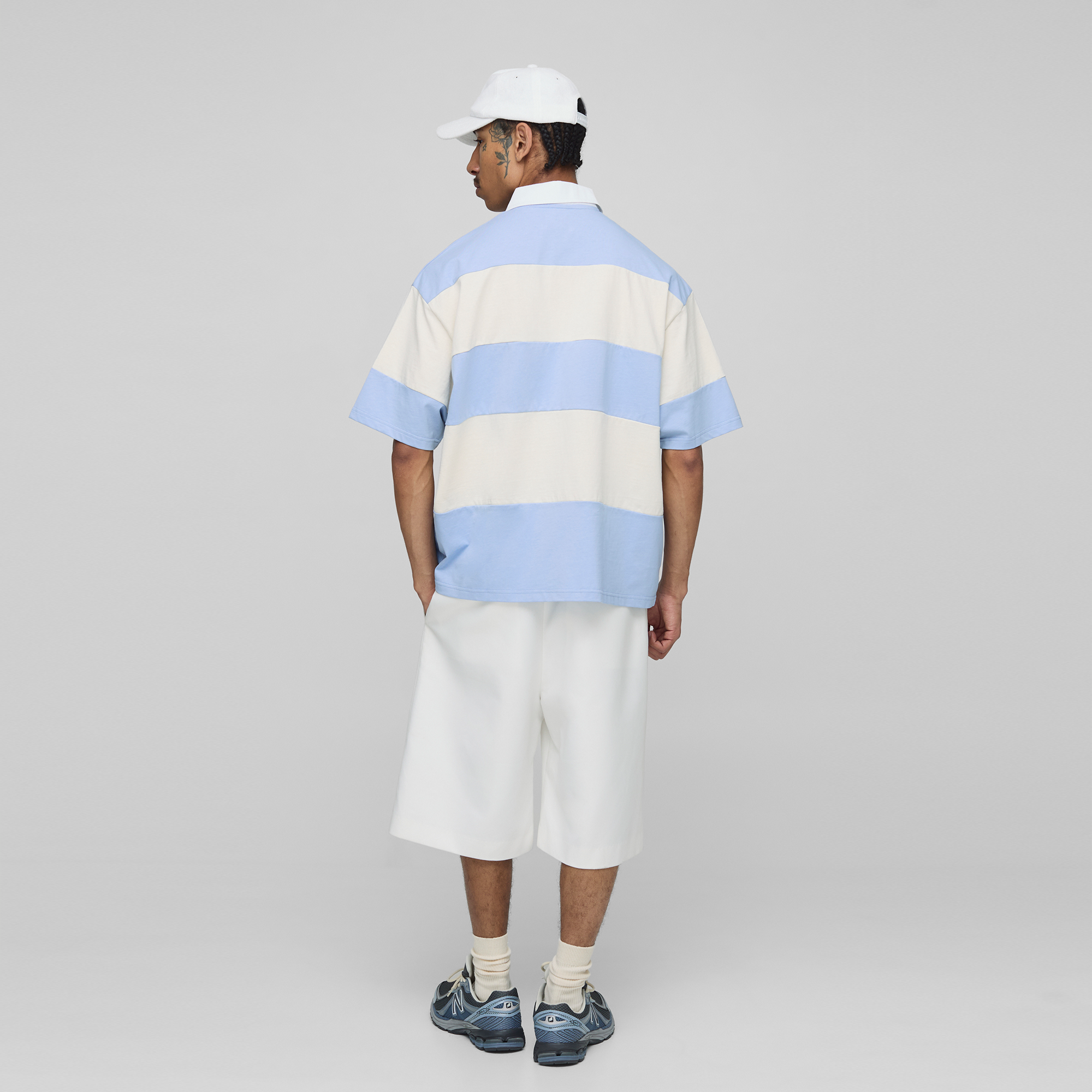 BOOHOOMAN Oversized Amalfi Striped Rugby Polo