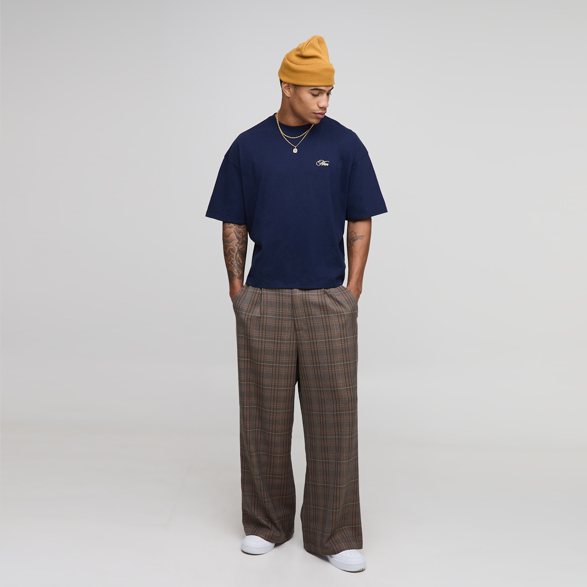 BOOHOOMAN Oversized Boxy Man Script Hamptons Print T-Shirt