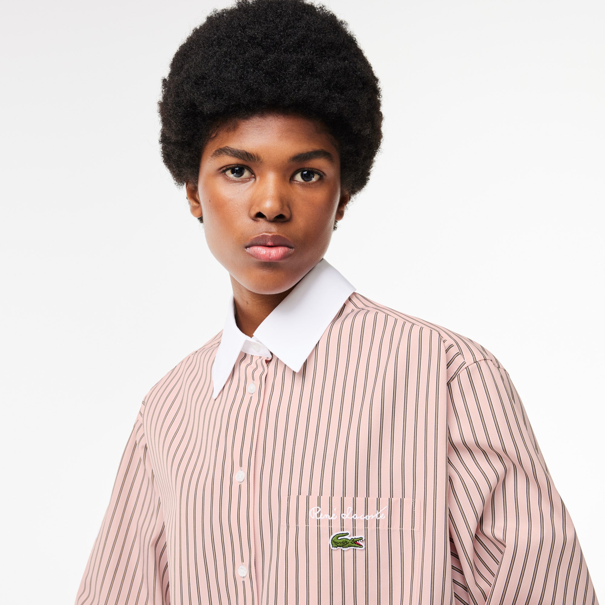 Lacoste Women's Regular Fit Contrast Collar Poplin Shirt - Lacoste Apparel THE MIX