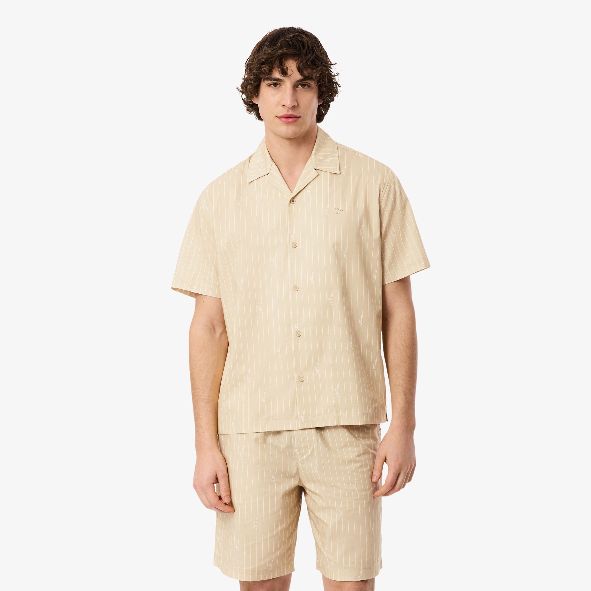 LACOSTE Men Relaxed Fit Print Twill Shirt