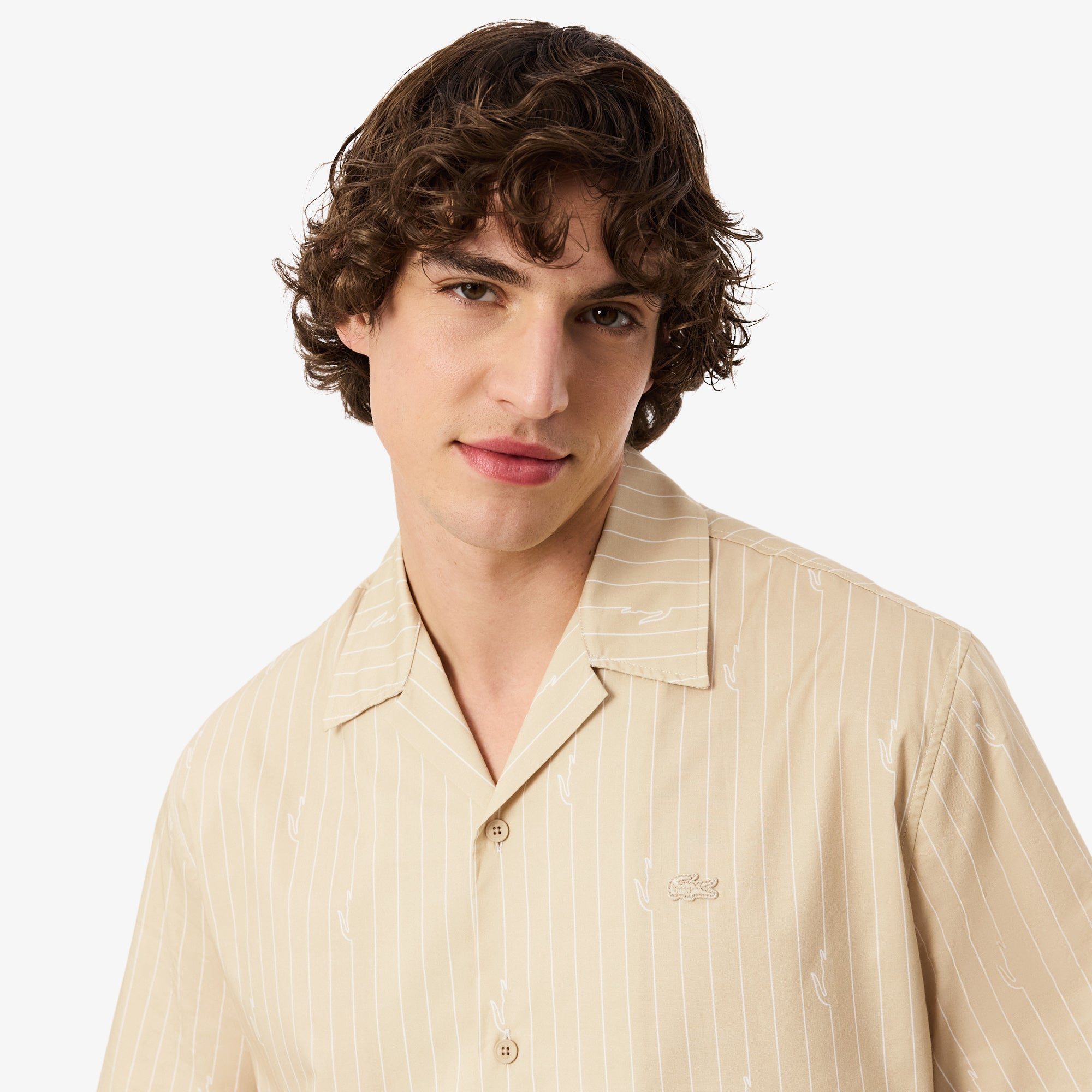 LACOSTE Men Relaxed Fit Print Twill Shirt