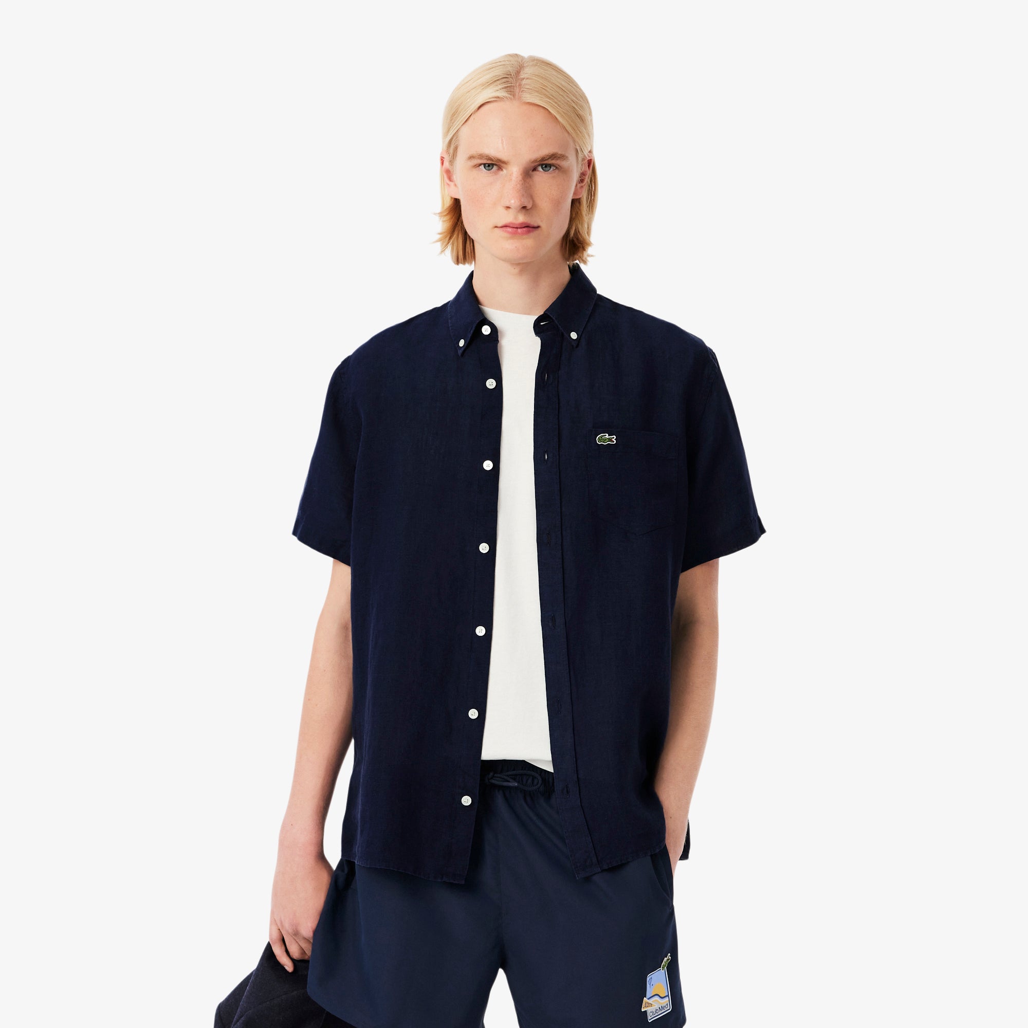 Lacoste Men Short Sleeved Linen Shirt