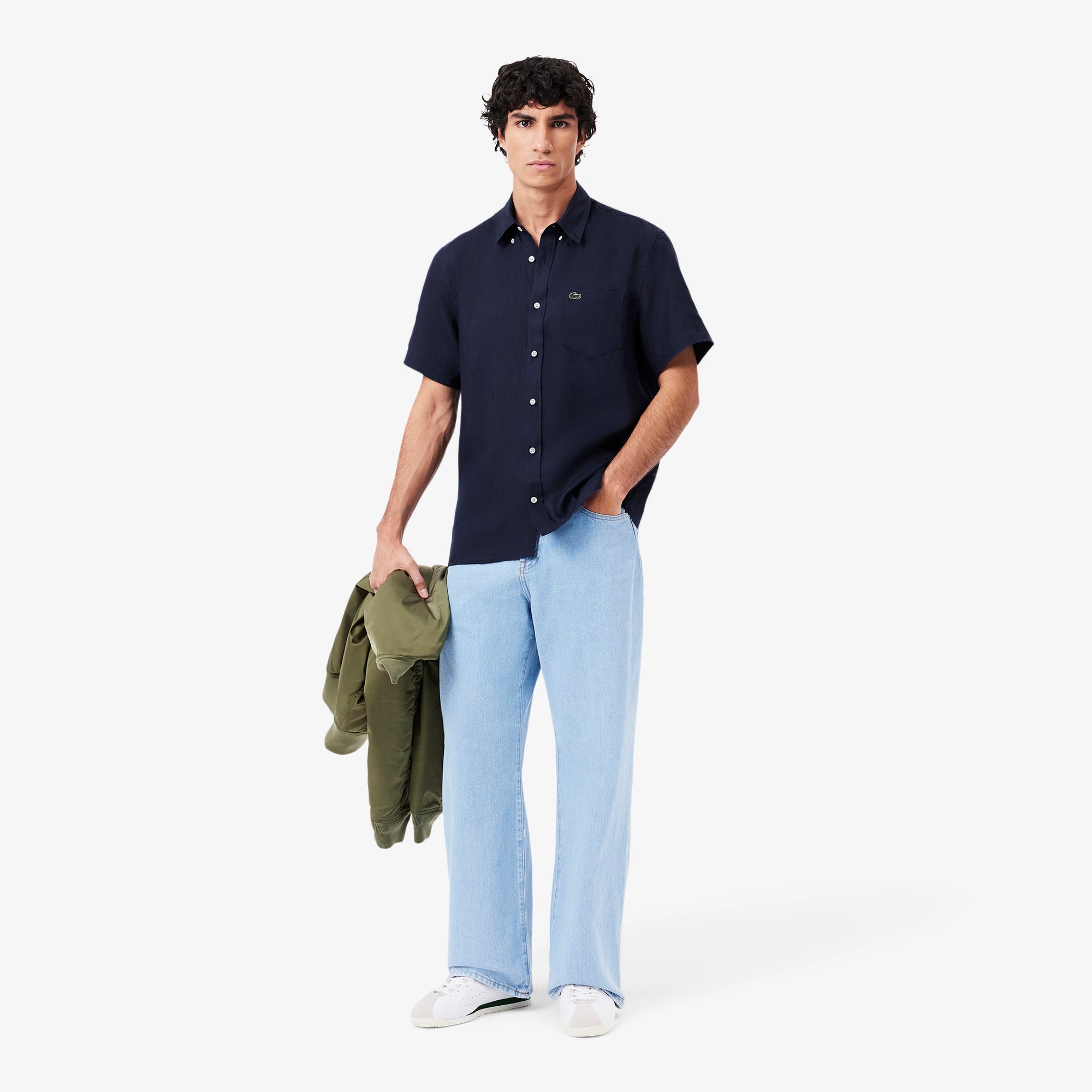 Lacoste Men Short Sleeved Linen Shirt