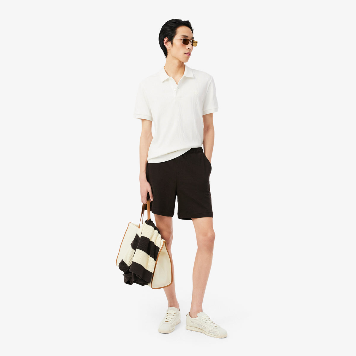 LACOSTE Classic Fit Ribbed Knit Polo Men