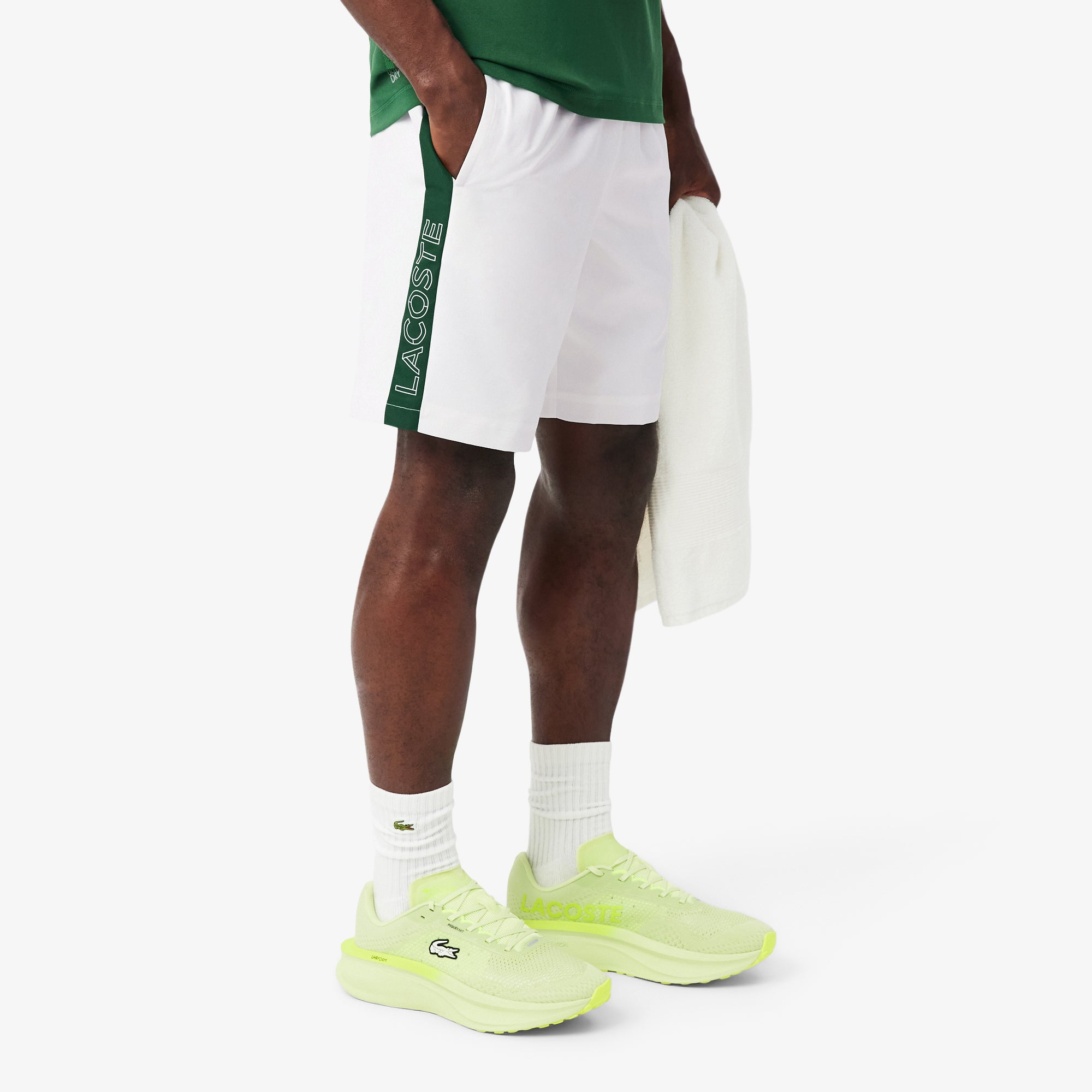 LACOSTE Diamond Taffeta Band Accent Sport Shorts