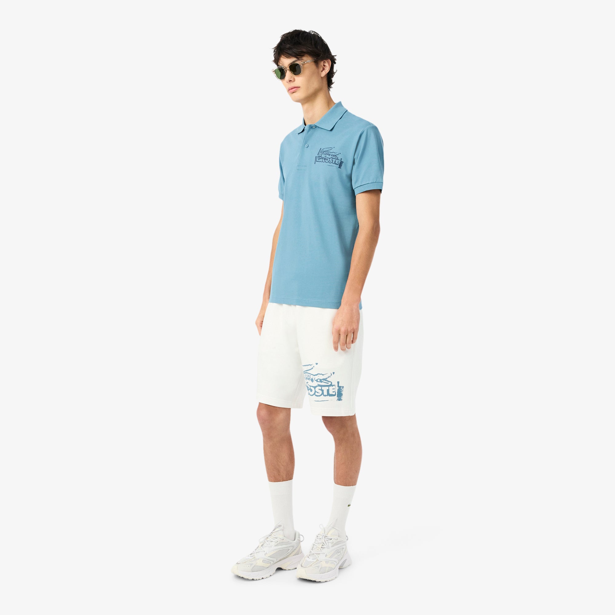 Lacoste Men Graphic Cotton Fleece Shorts