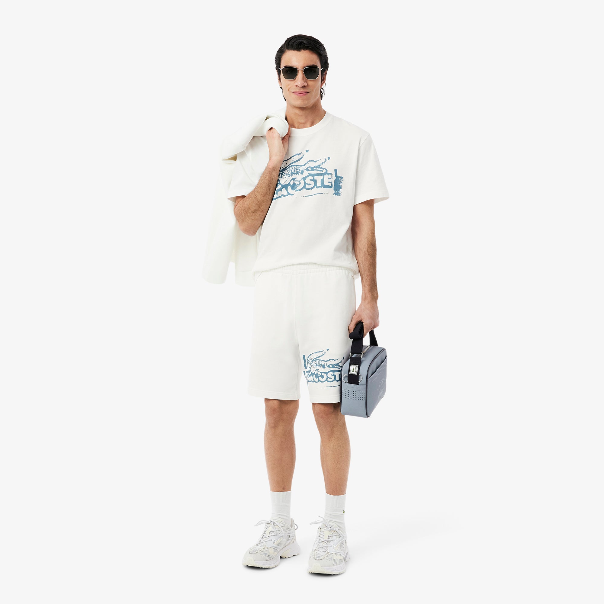 Lacoste Men Graphic Cotton Fleece Shorts