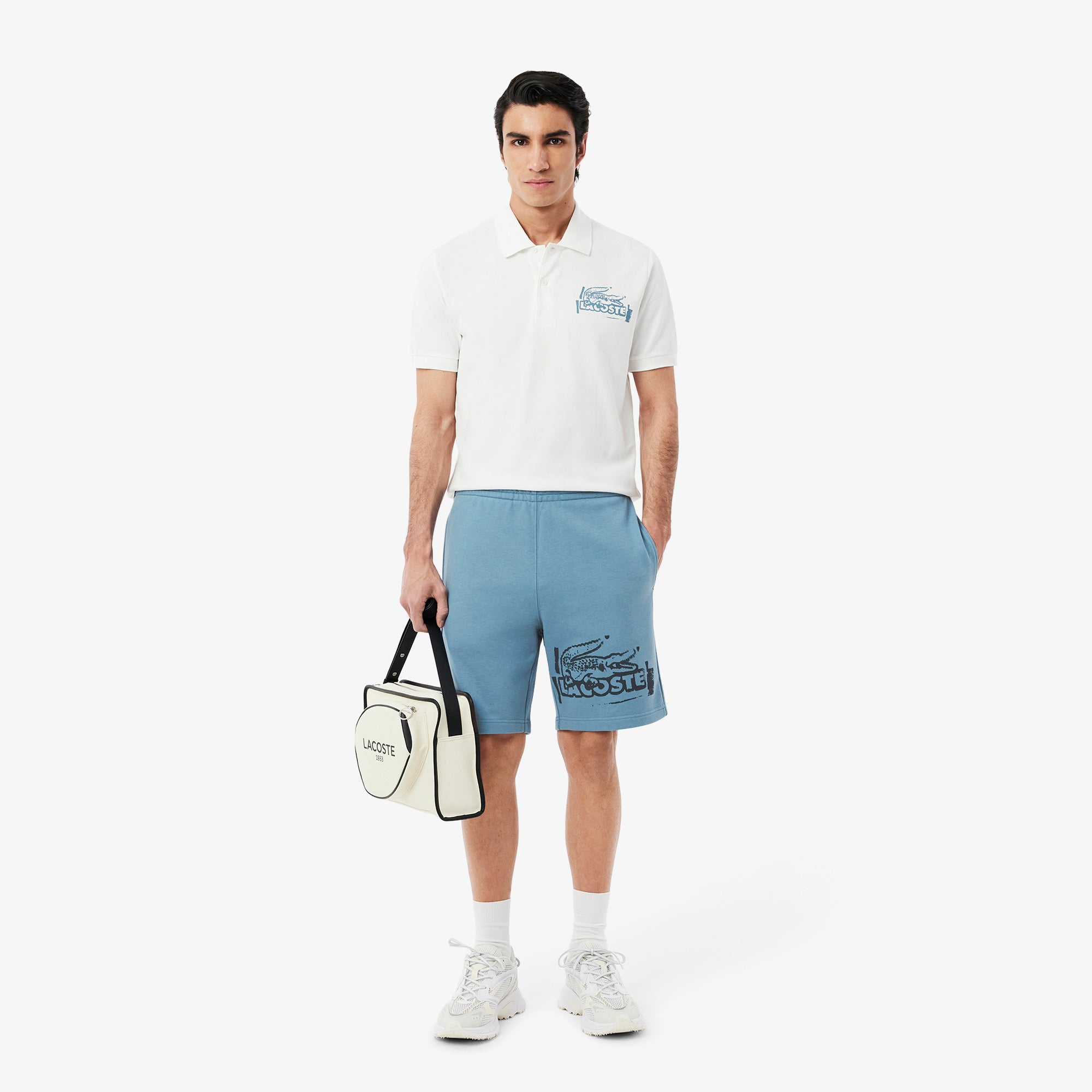 Lacoste Men Graphic Cotton Fleece Shorts