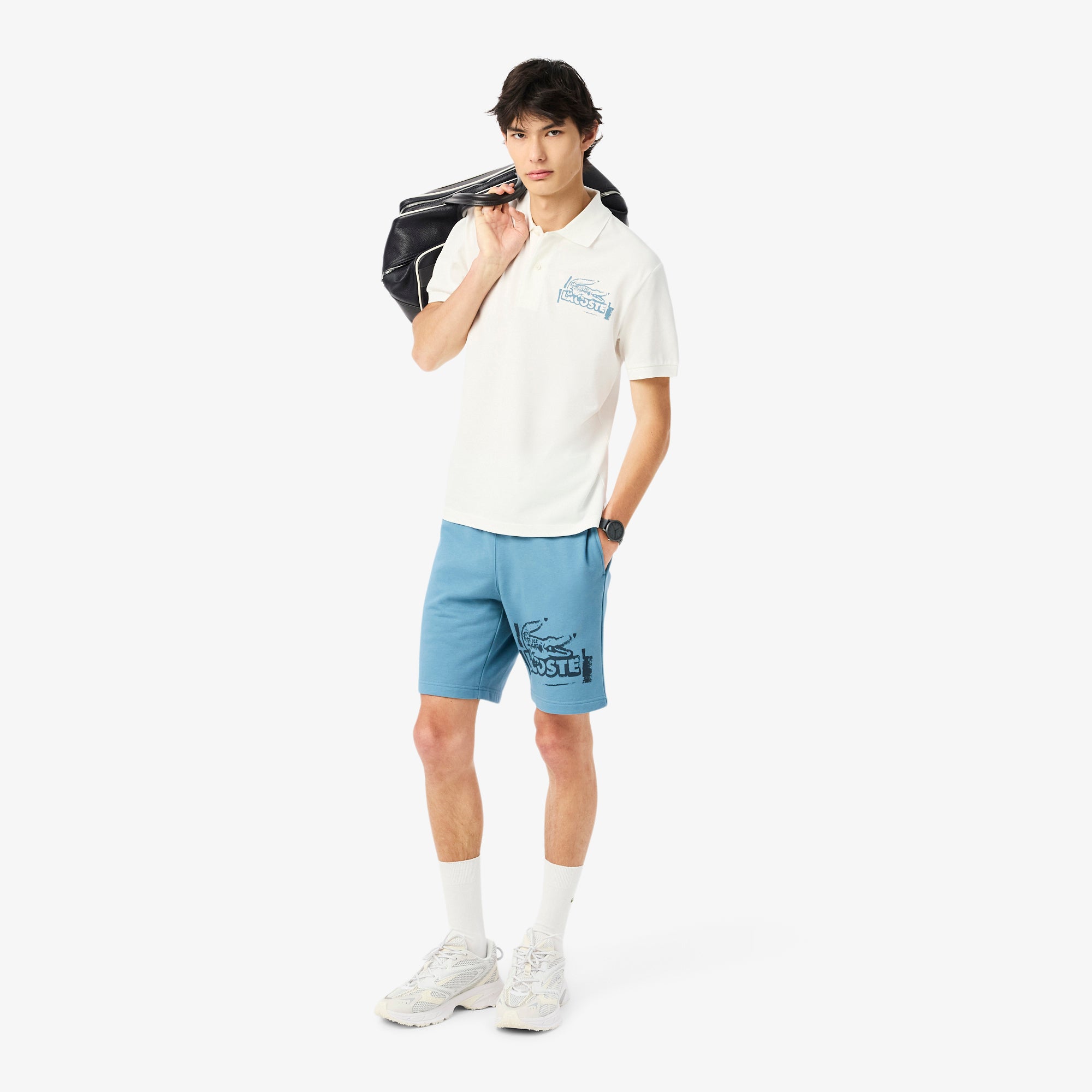 Lacoste Men Graphic Cotton Fleece Shorts