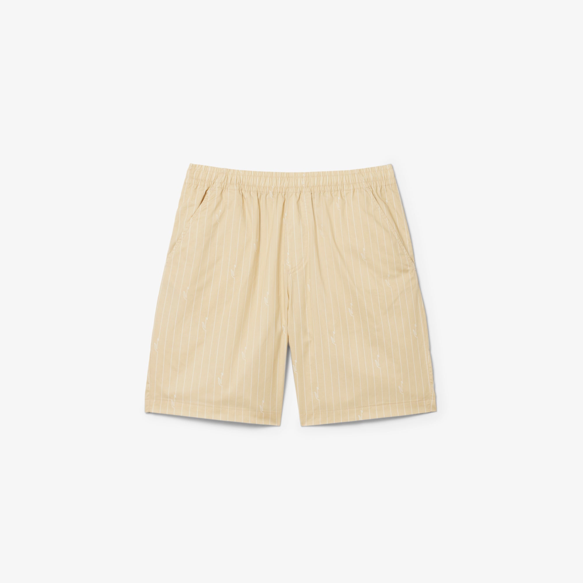 LACOSTE Men Crocodile Print Stripe Cotton Shorts