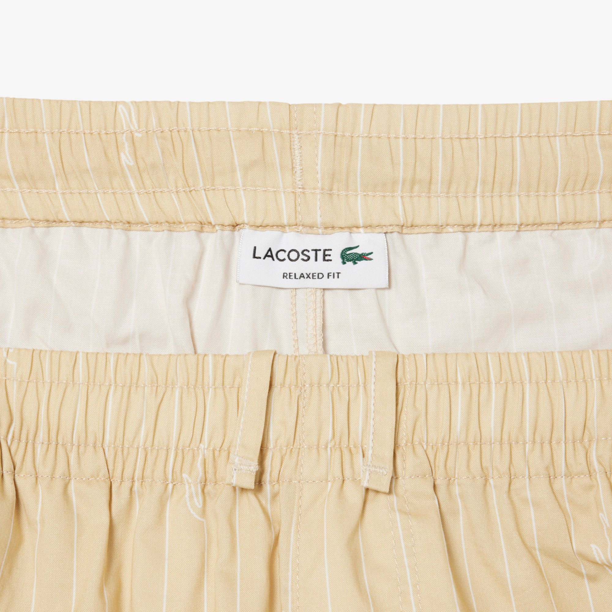 LACOSTE Men Crocodile Print Stripe Cotton Shorts