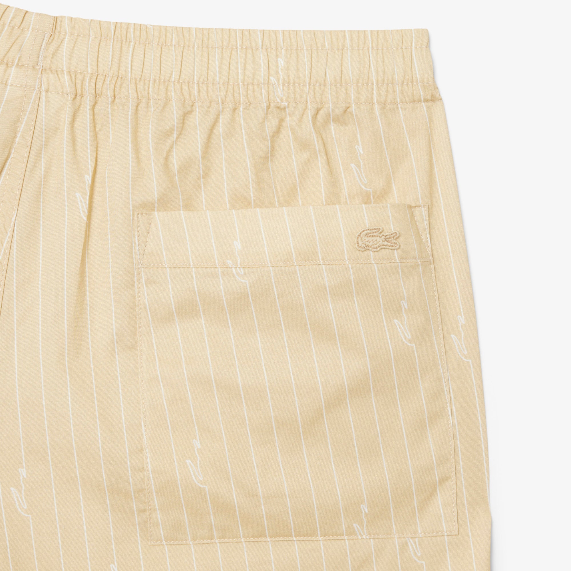LACOSTE Men Crocodile Print Stripe Cotton Shorts