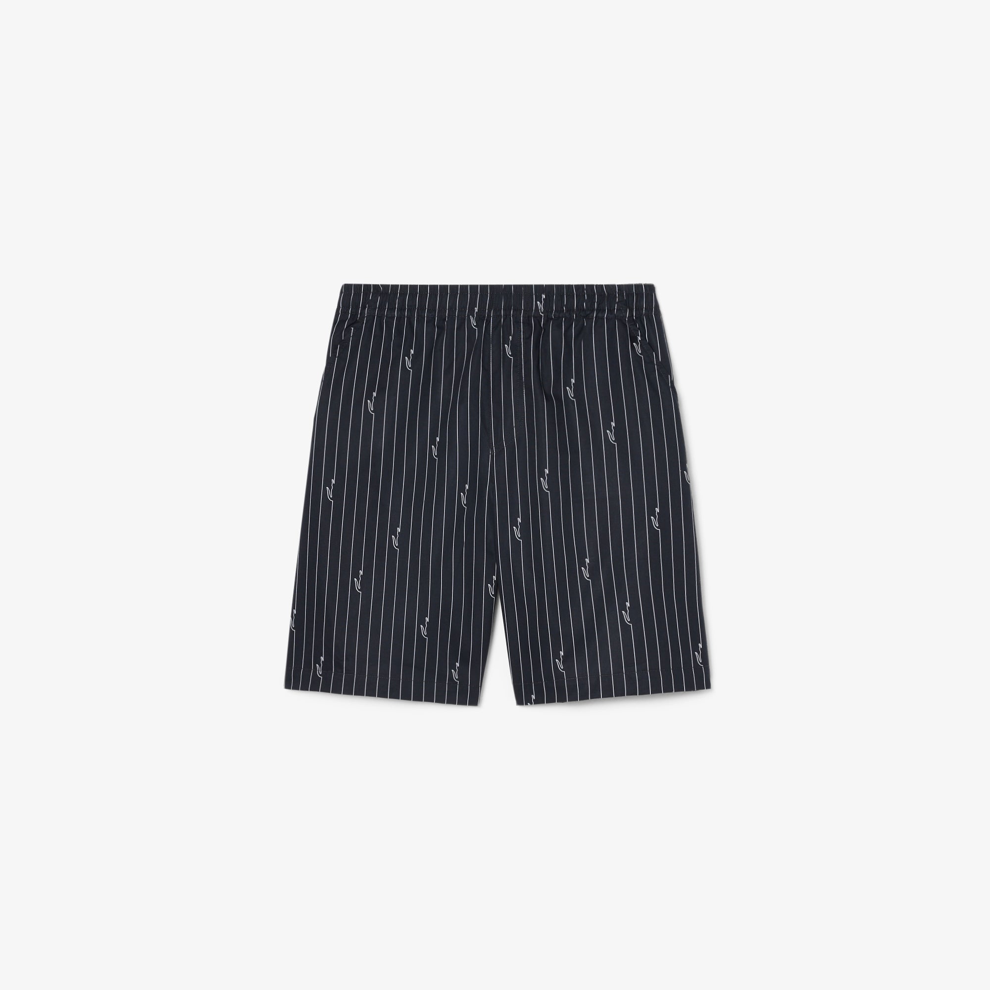 LACOSTE Men Crocodile Print Stripe Cotton Shorts