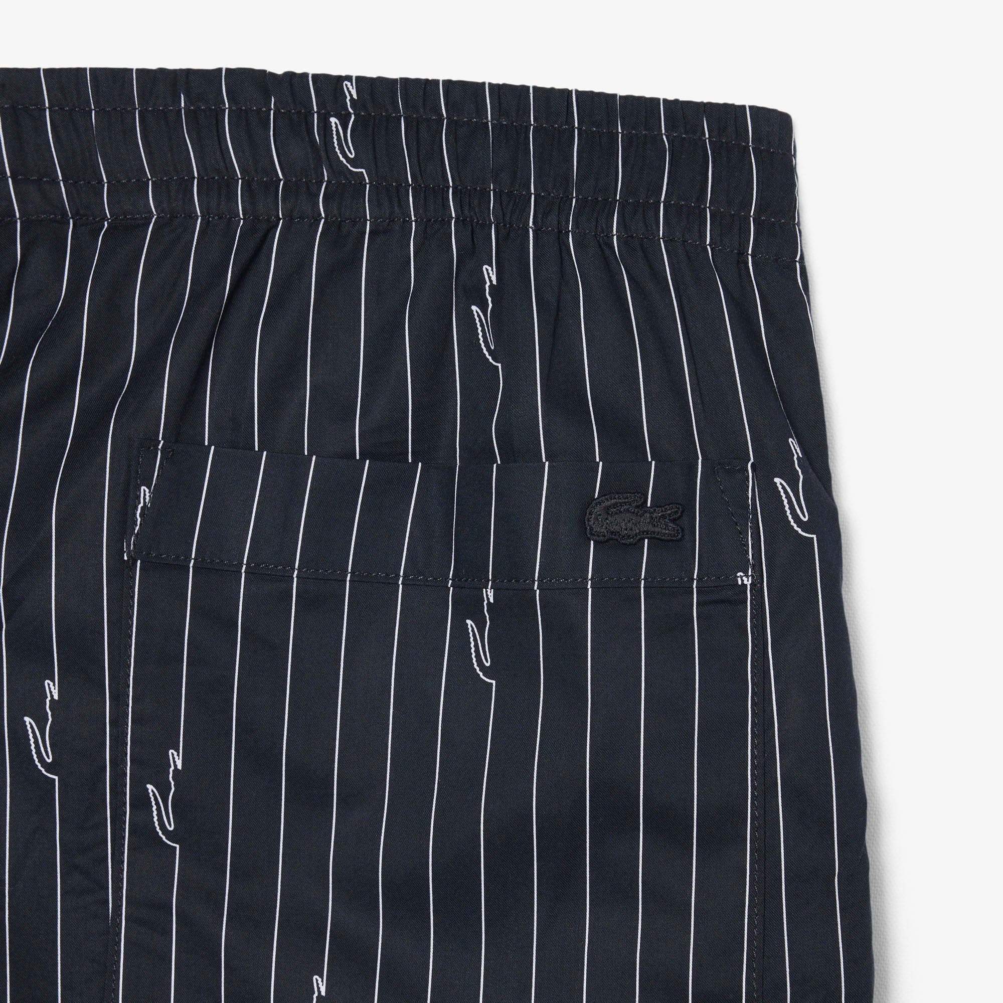 LACOSTE Men Crocodile Print Stripe Cotton Shorts