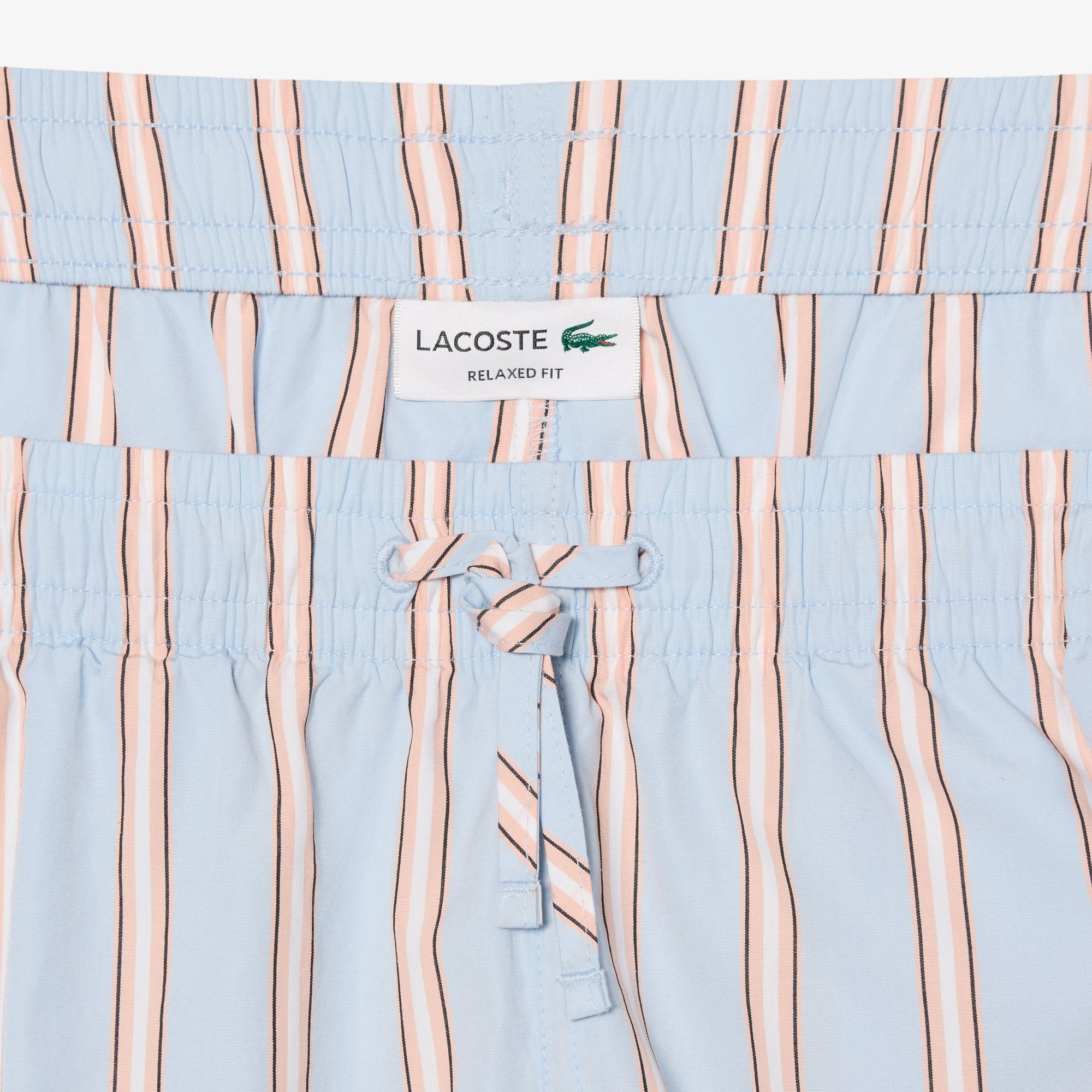 LACOSTE Striped Cotton Poplin Shorts