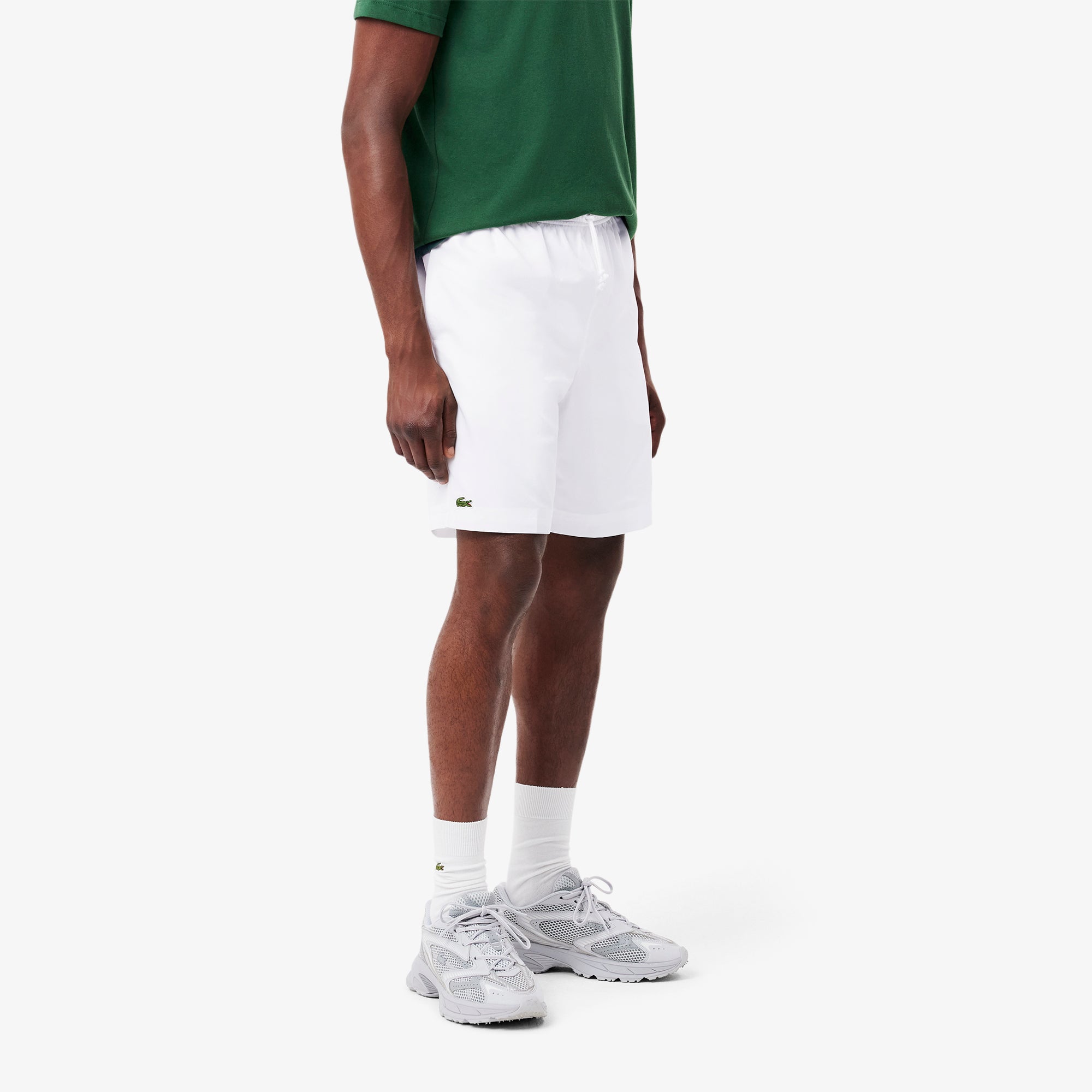 LACOSTE Men's Sport Tennis Shorts In Solid Diamond Weave Taffeta