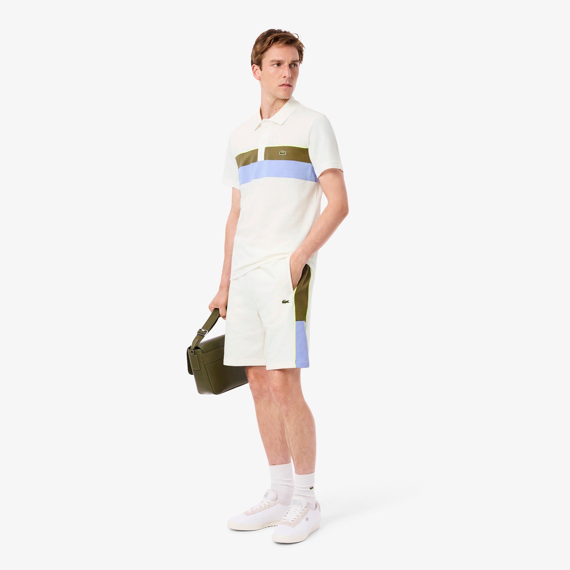 LACOSTE Colour-block fleece shorts