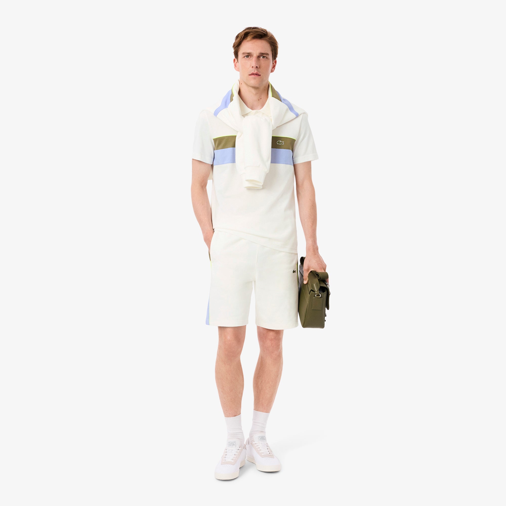 LACOSTE Colour-block fleece shorts