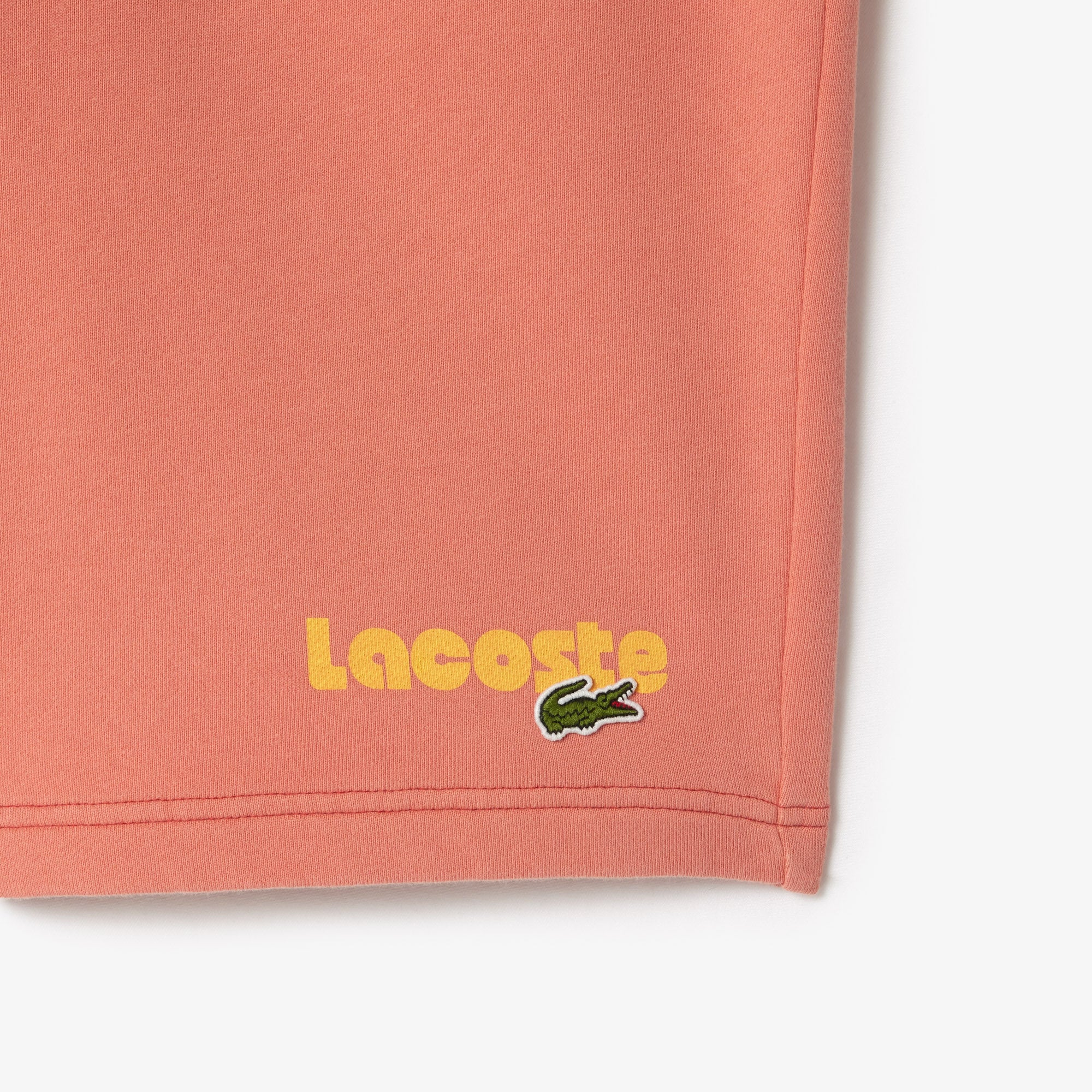 LACOSTE Men's Regular Fit Washed Effect Printed Fleece Shorts